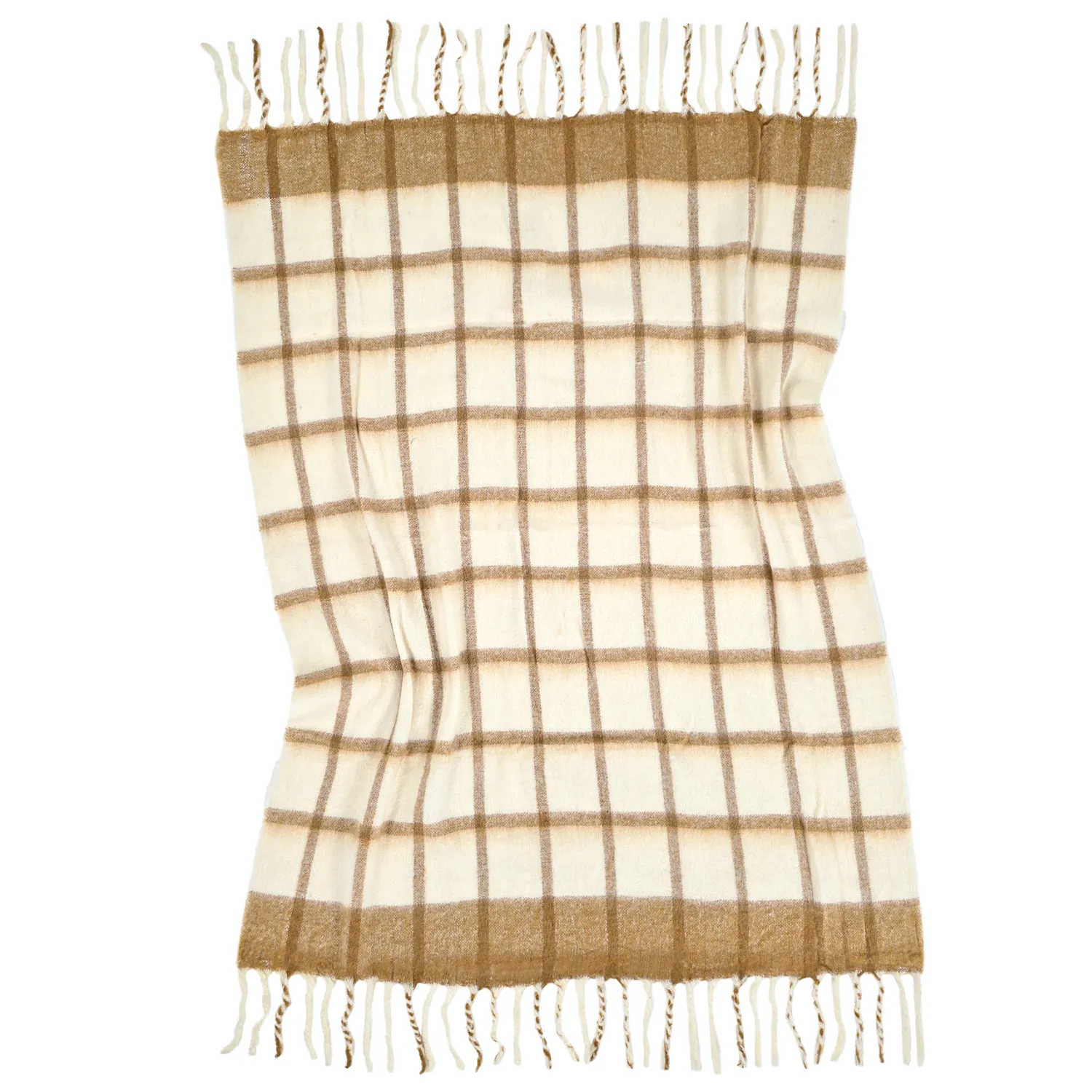 Plaid dekens - throw van wolmix - Rachel (geel)