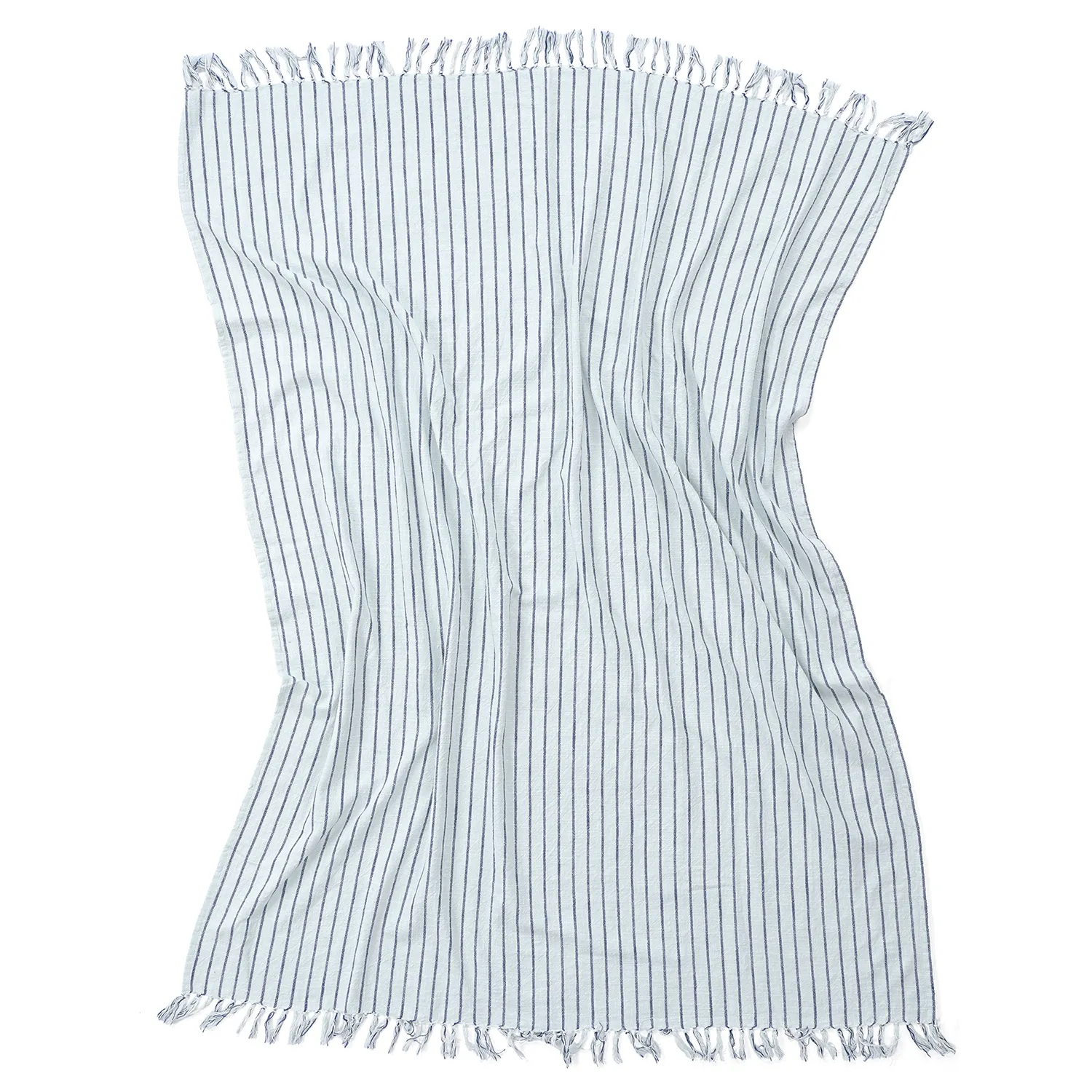 Dekens - Rumi stripe cotton throw (lichtblauw/marineblauw/crème)