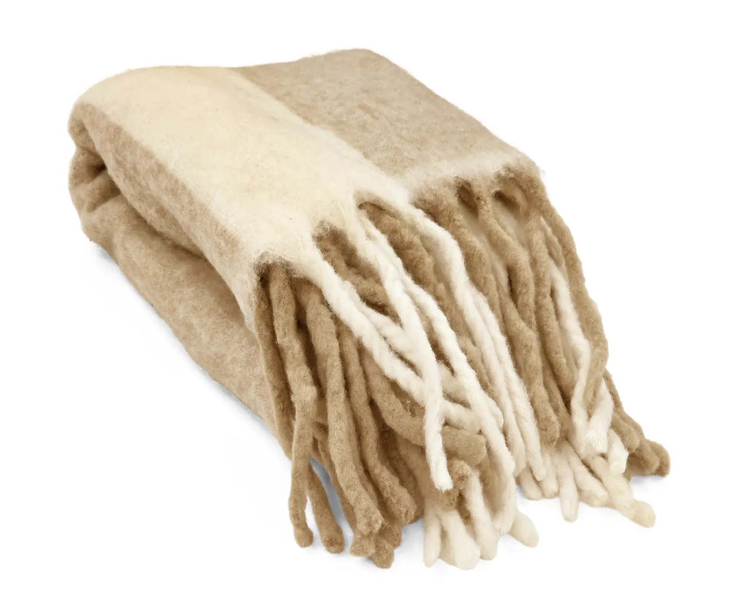 Dekens - Wollenmix plaid - Beatriz Stripe (beige/wit)