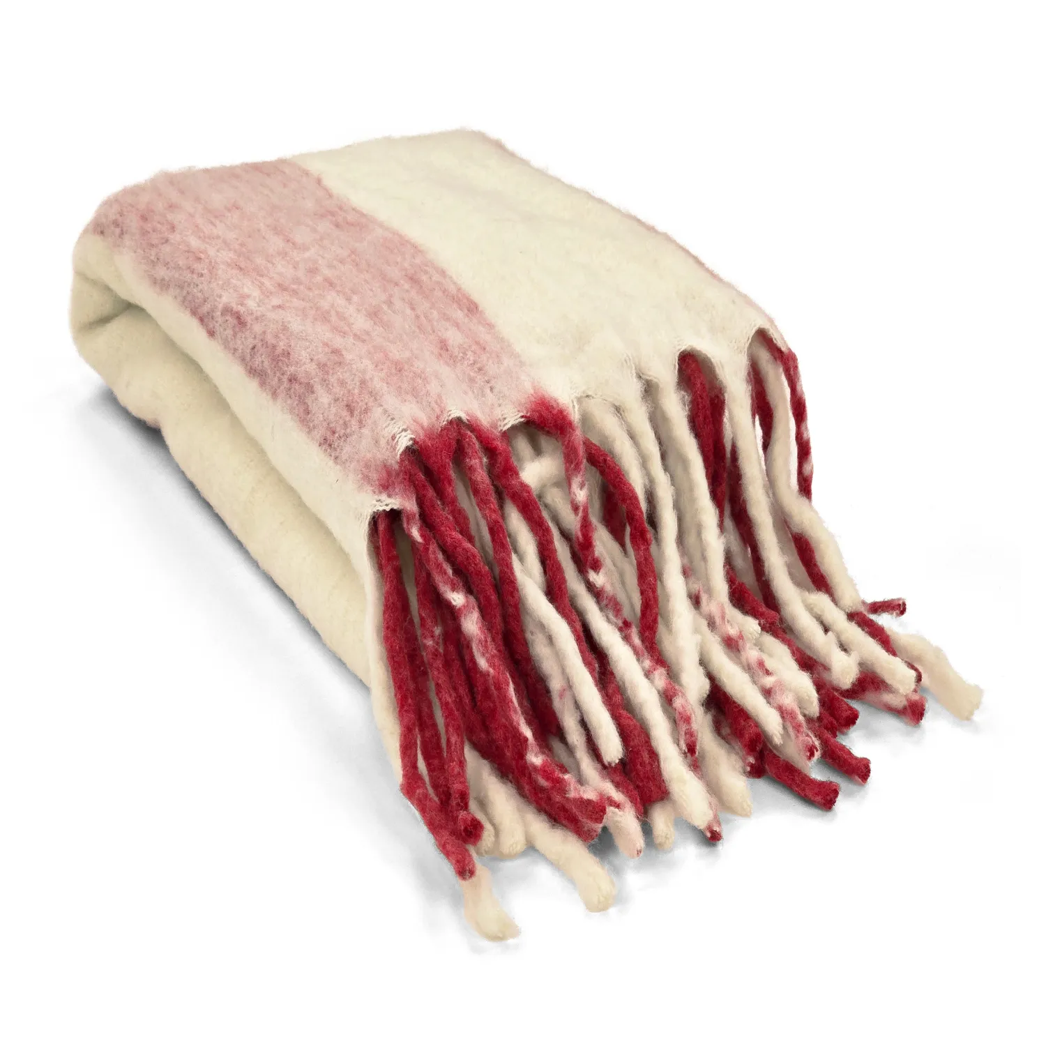 Dekens - Wollenmix plaid - Beatriz Stripe (rood/wit)