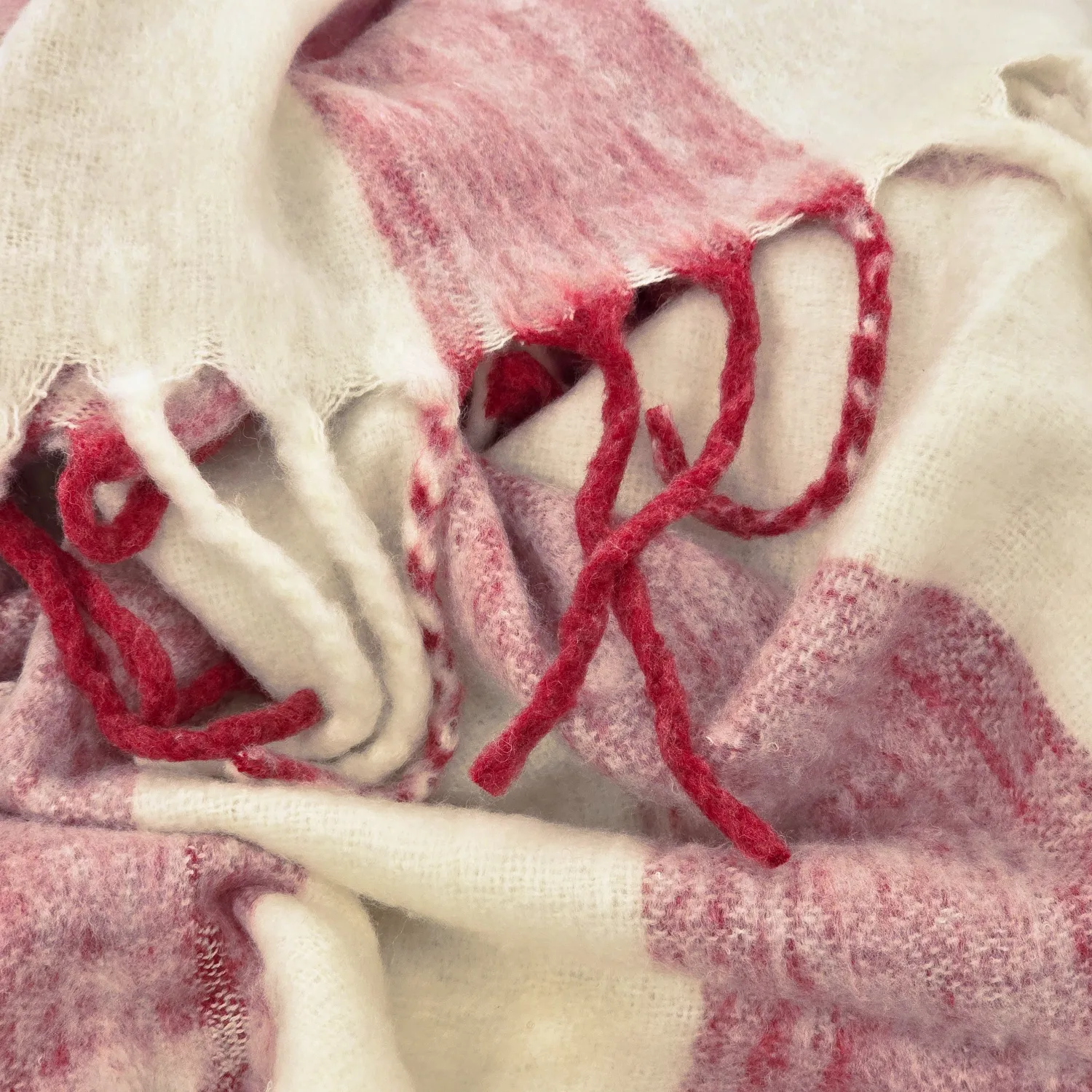 Dekens - Wollenmix plaid - Beatriz Stripe (rood/wit)