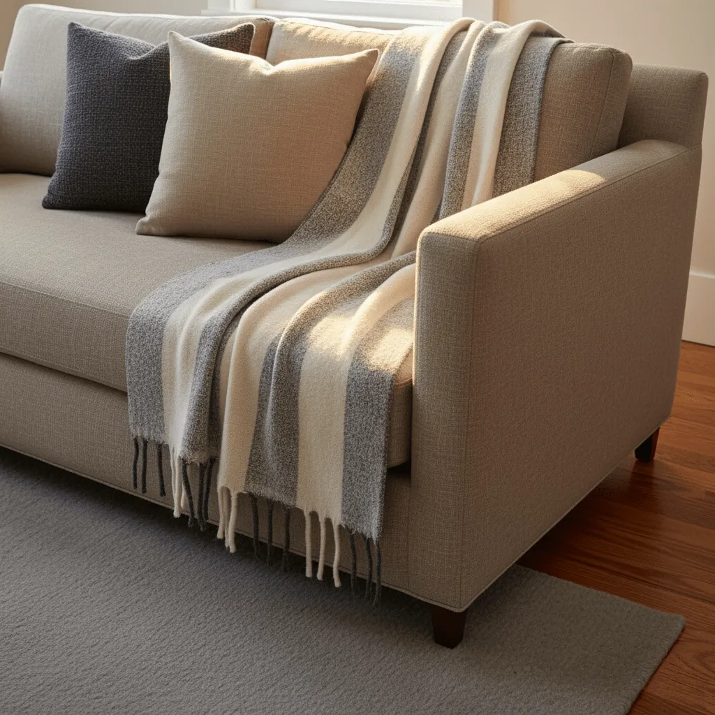 Dekens - Wollenmix plaid - Beatriz Stripe (zwart/wit)