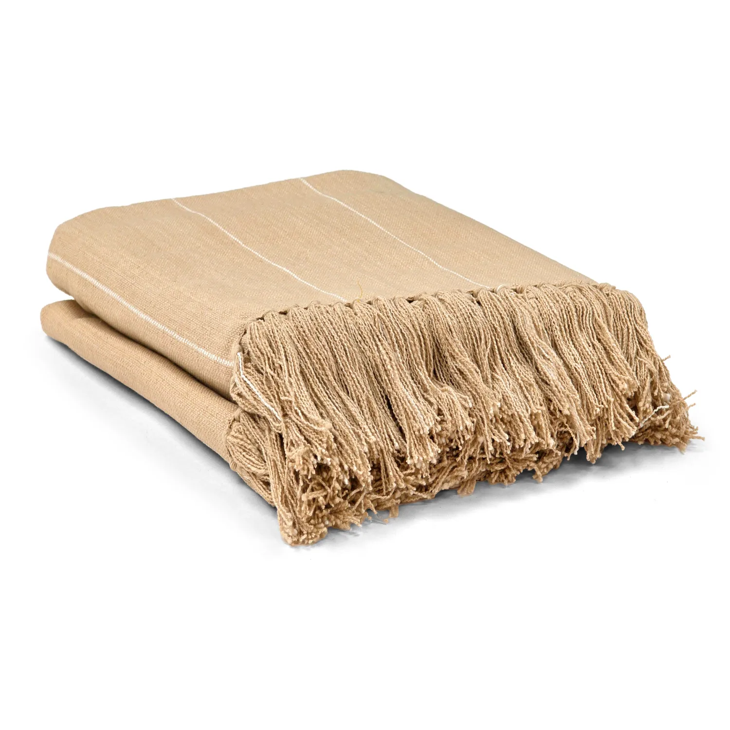 Dekens - Katoenen plaid - Martina Stripe (beige/wit)