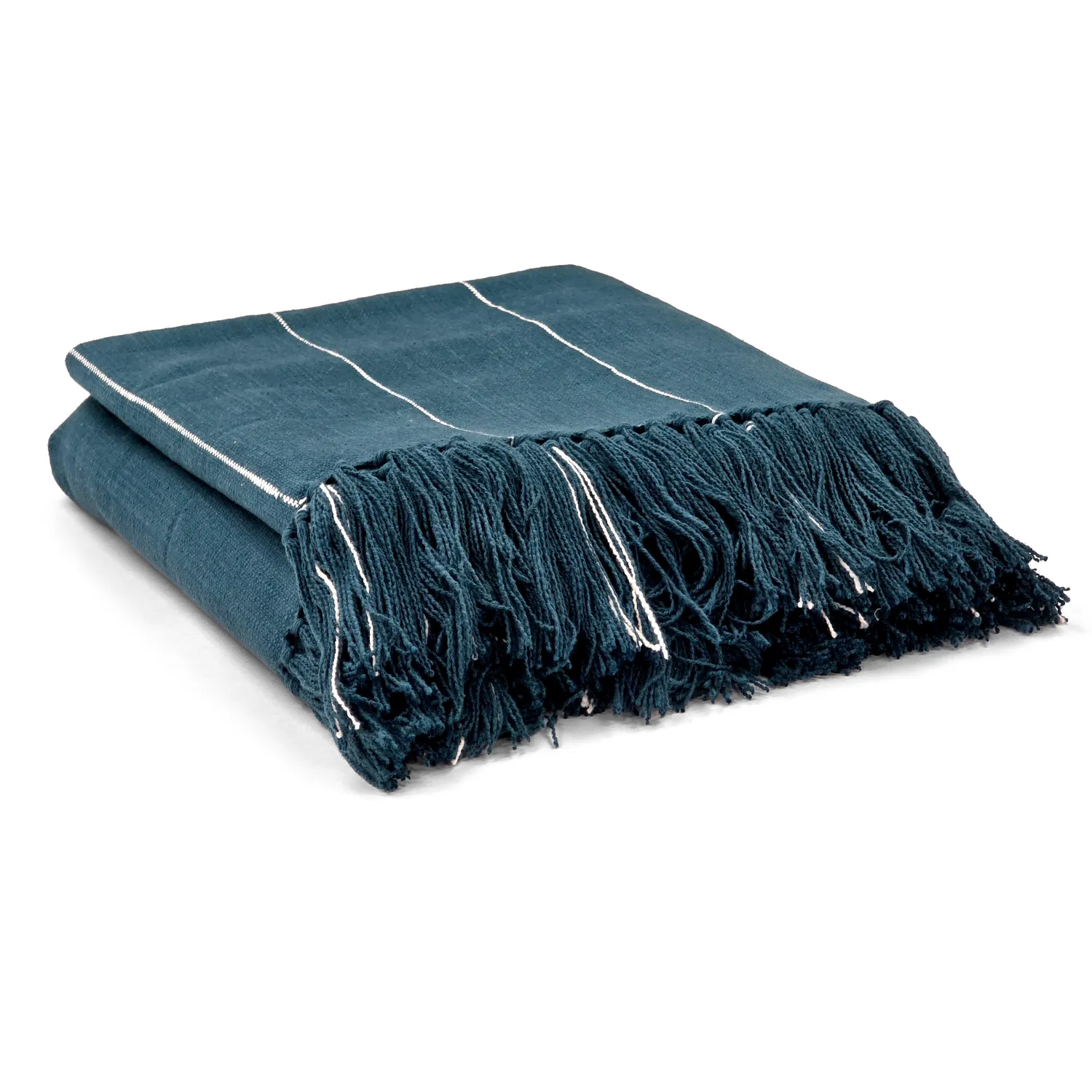 Dekens - Katoenen plaid - Martina Stripe (blauw/wit)