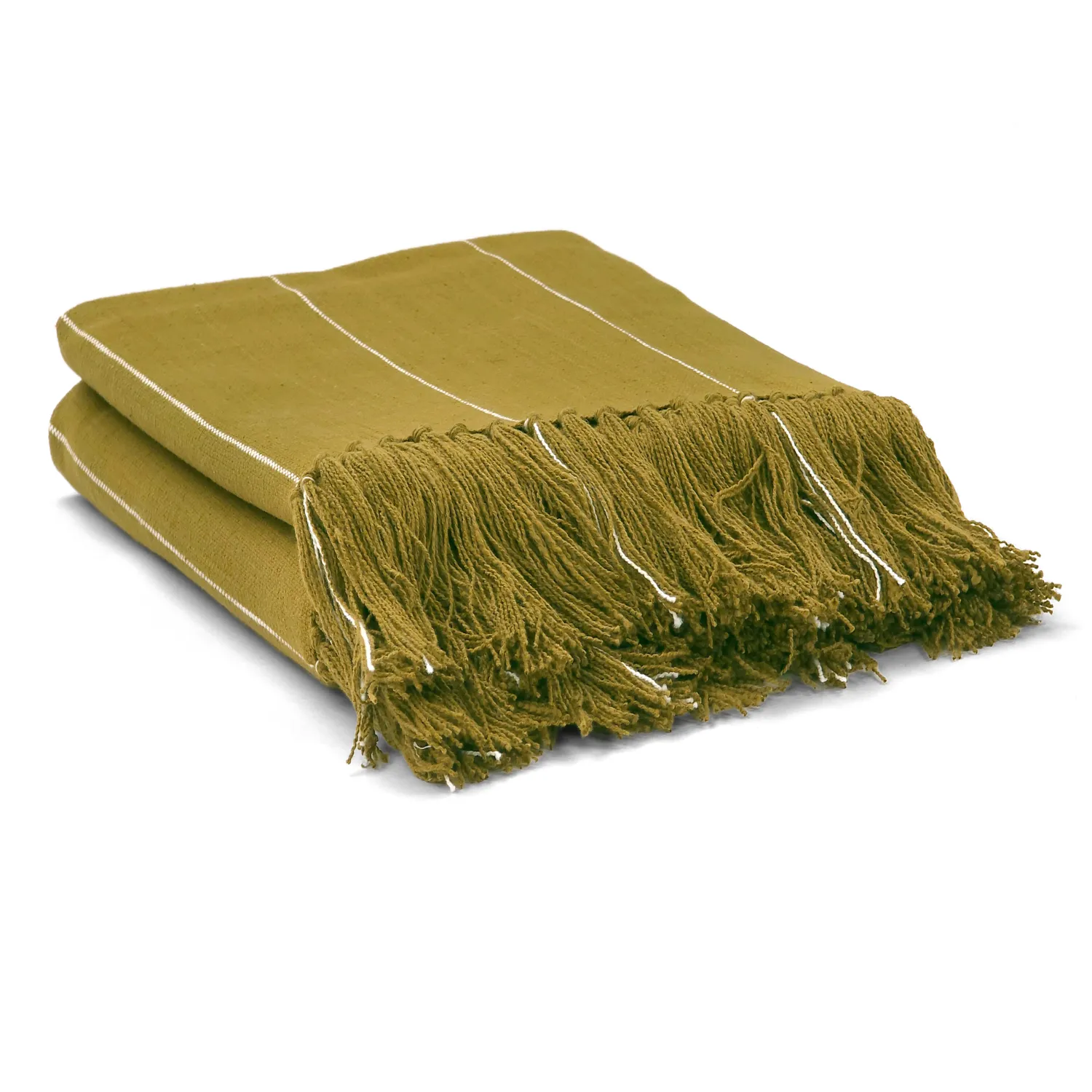 Dekens - Katoenen plaid - Martina Stripe (groen/wit)