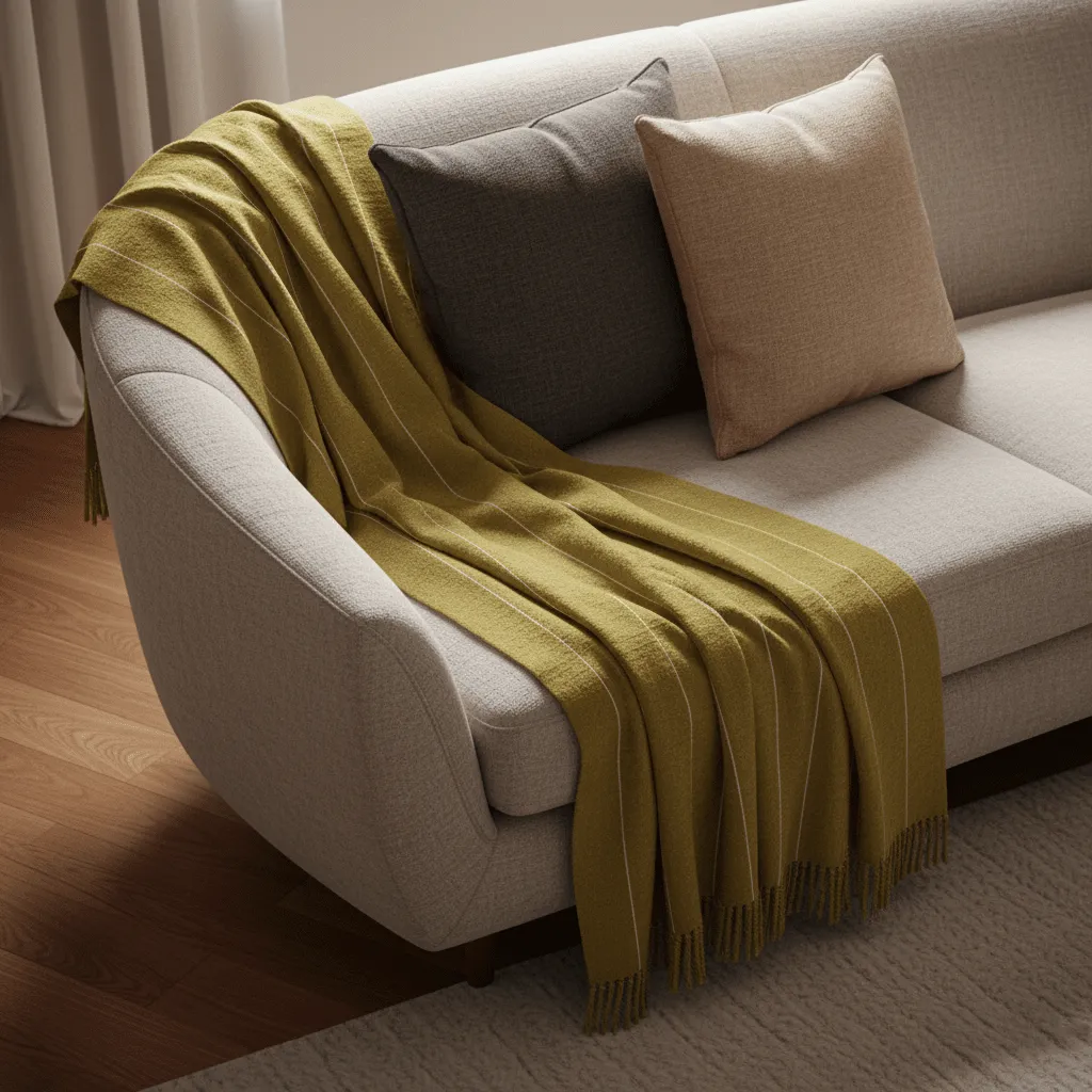 Dekens - Katoenen plaid - Martina Stripe (groen/wit)