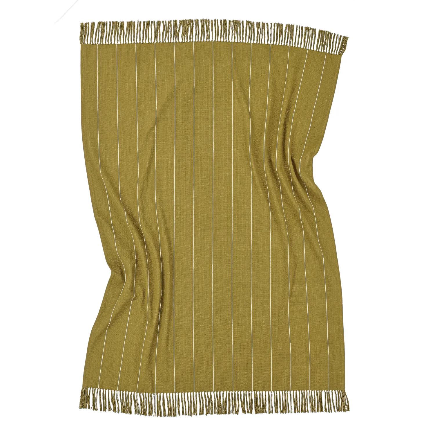 Dekens - Katoenen plaid - Martina Stripe (groen/wit)