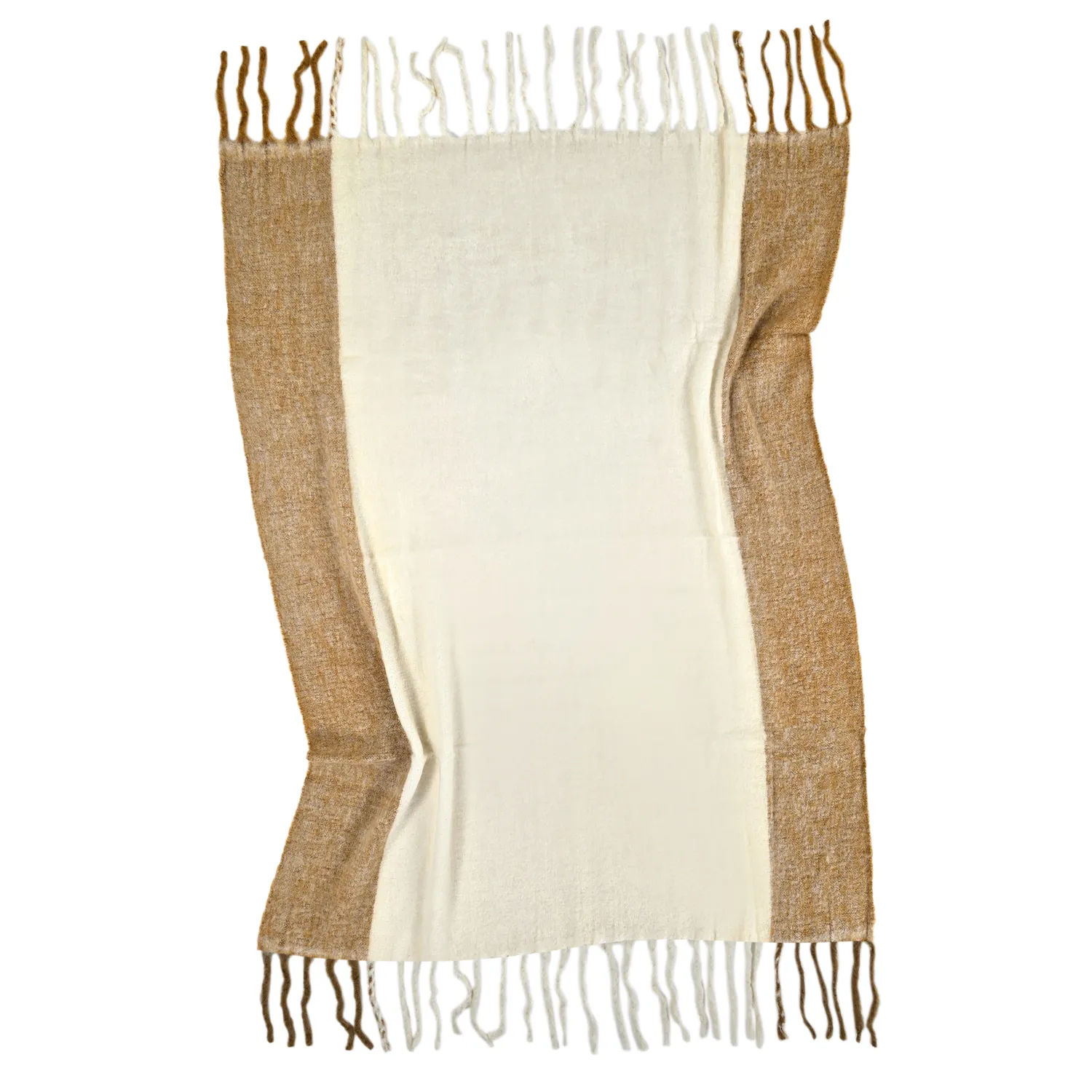Plaid dekens - throw van wolmix - Carol (geel)