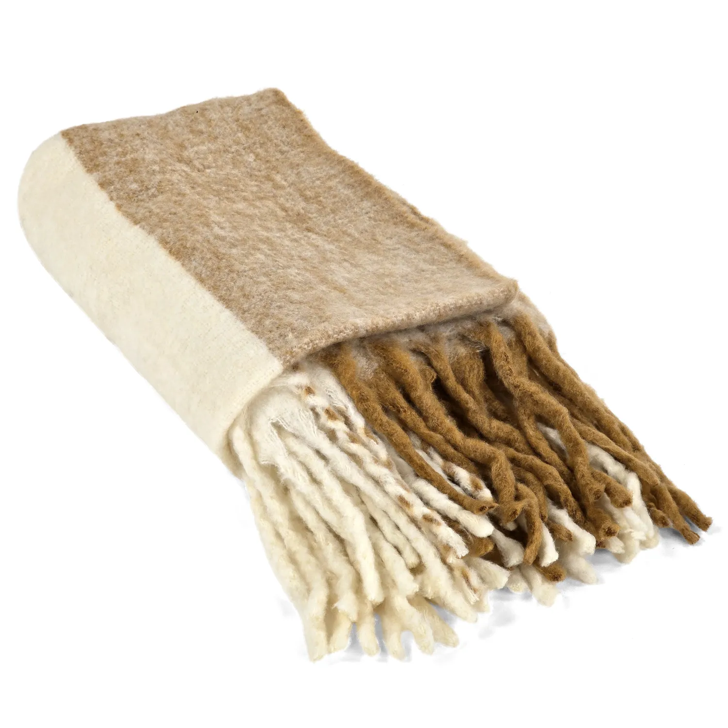 Plaid dekens - throw van wolmix - Carol (geel)