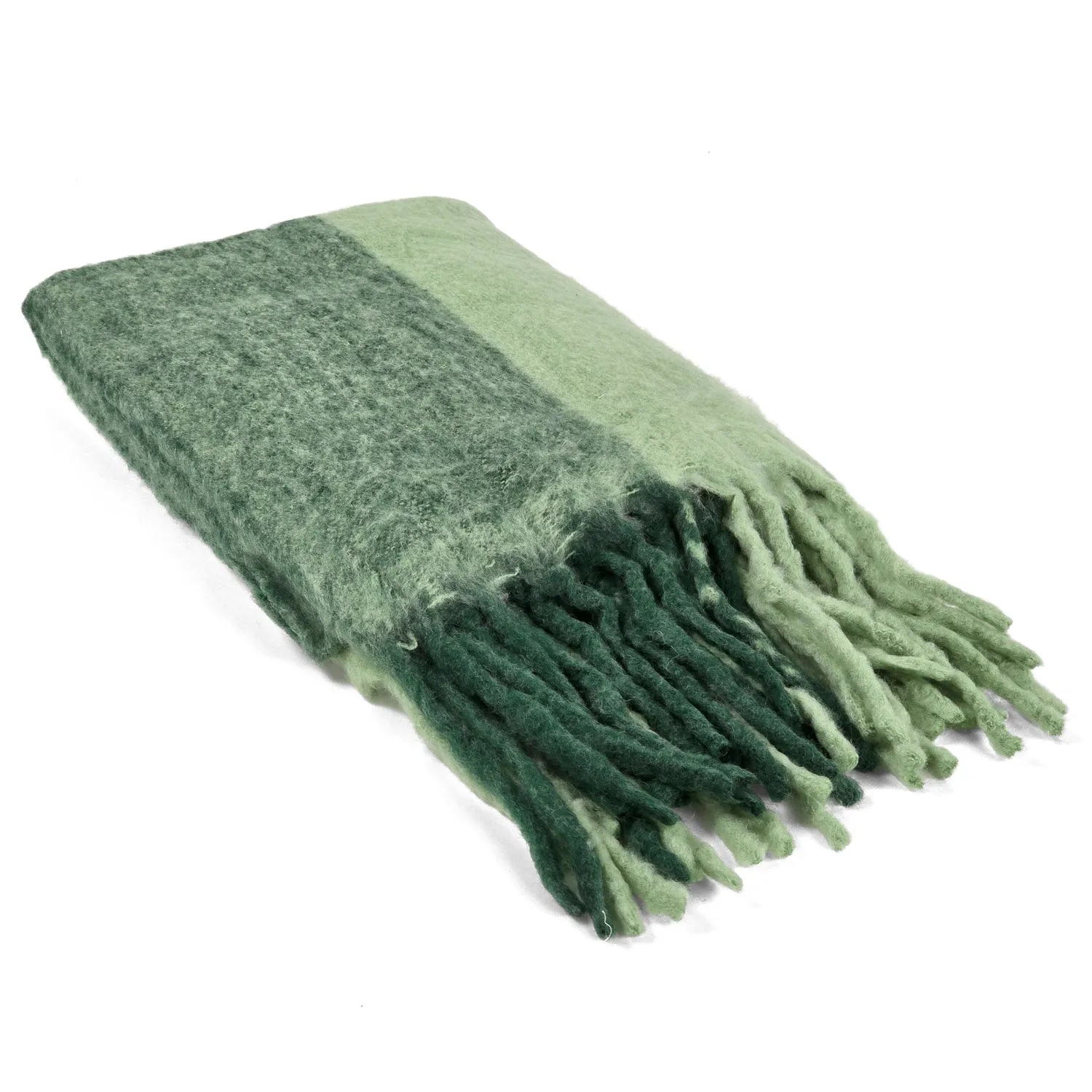 Plaid dekens - throw van wolmix - Carol (groen)