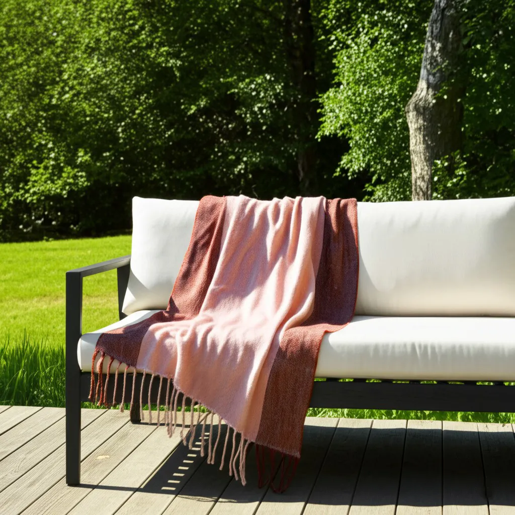 Plaid dekens - throw van wolmix - Carol (roze)