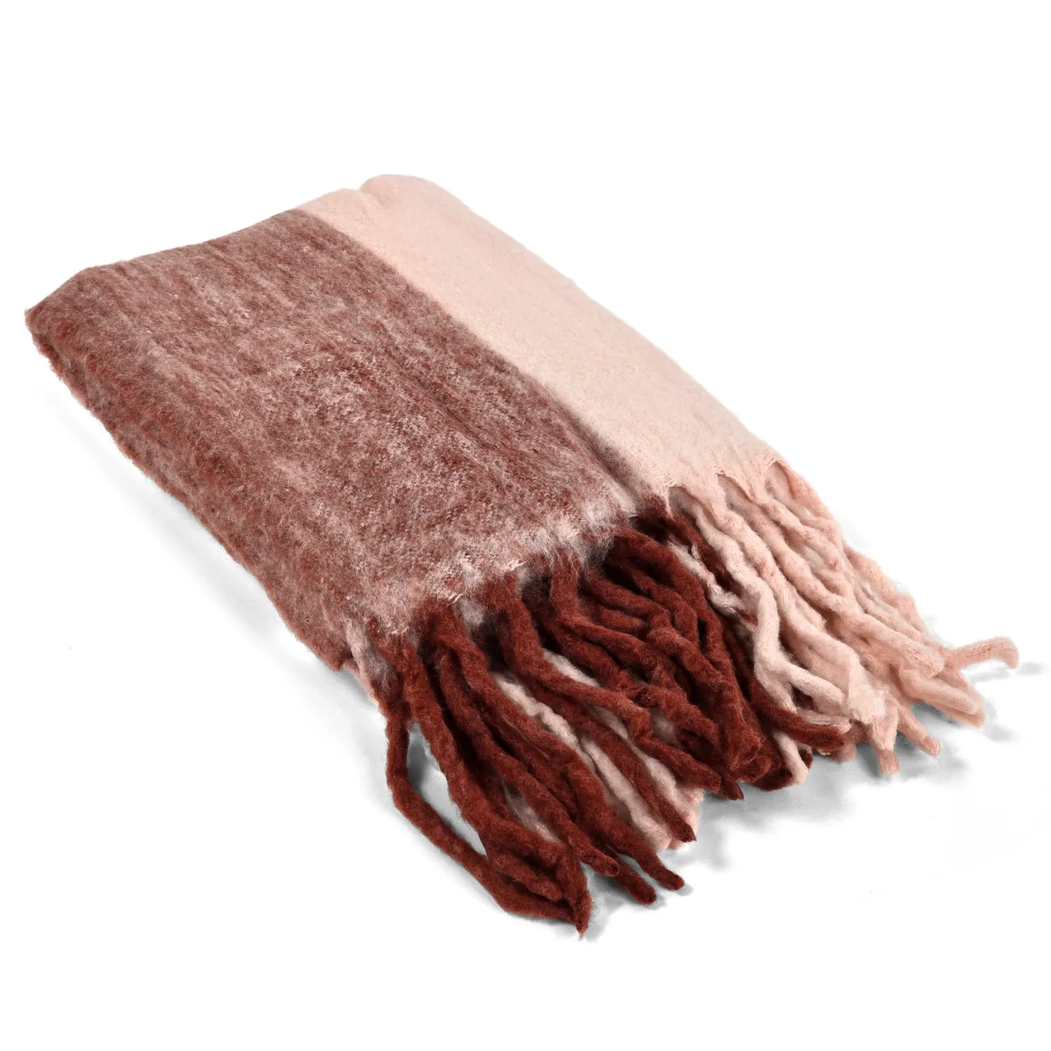 Plaid dekens - throw van wolmix - Carol (roze)