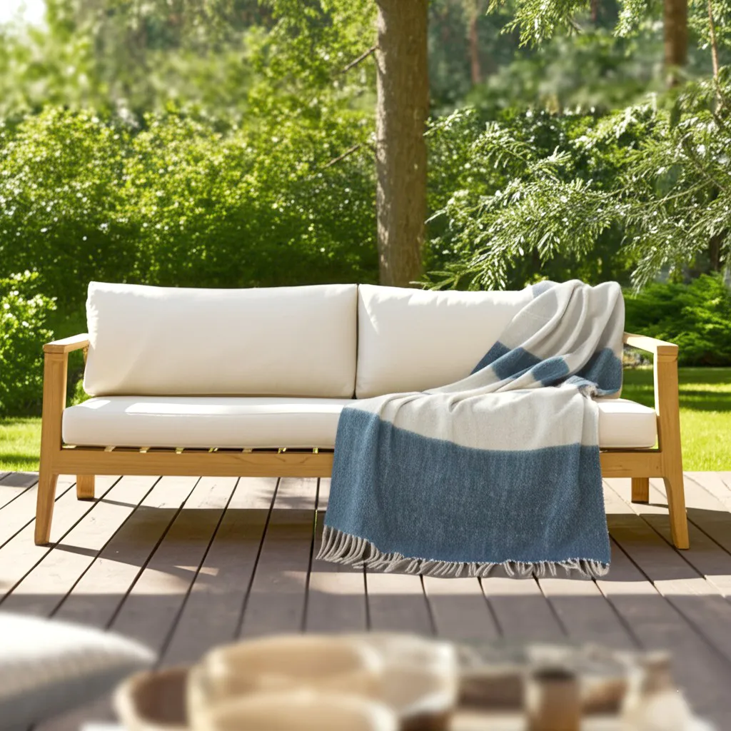 Plaid dekens - throw van wolmix - Carrie (blauw)