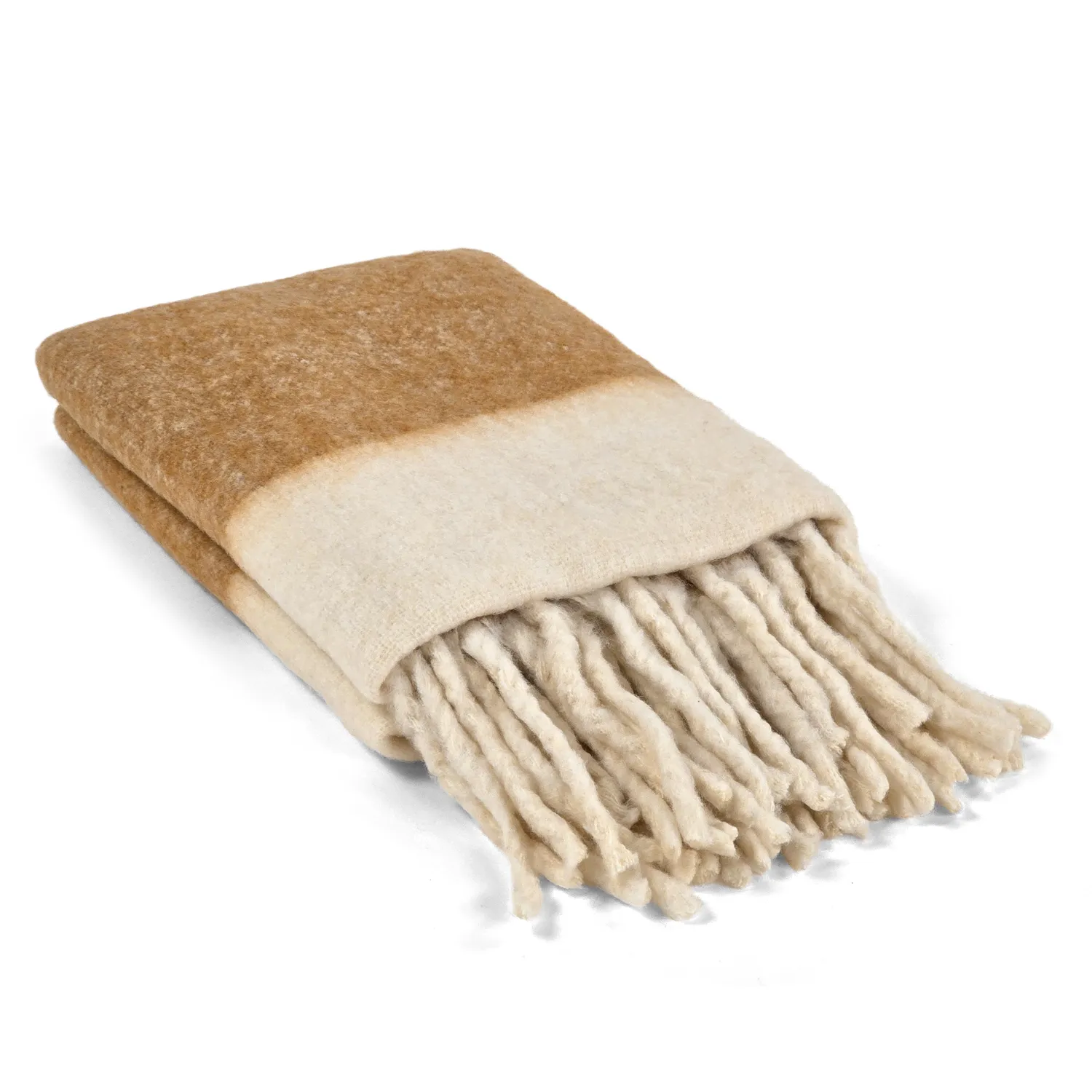 Plaid dekens - throw van wolmix - Carrie (geel)