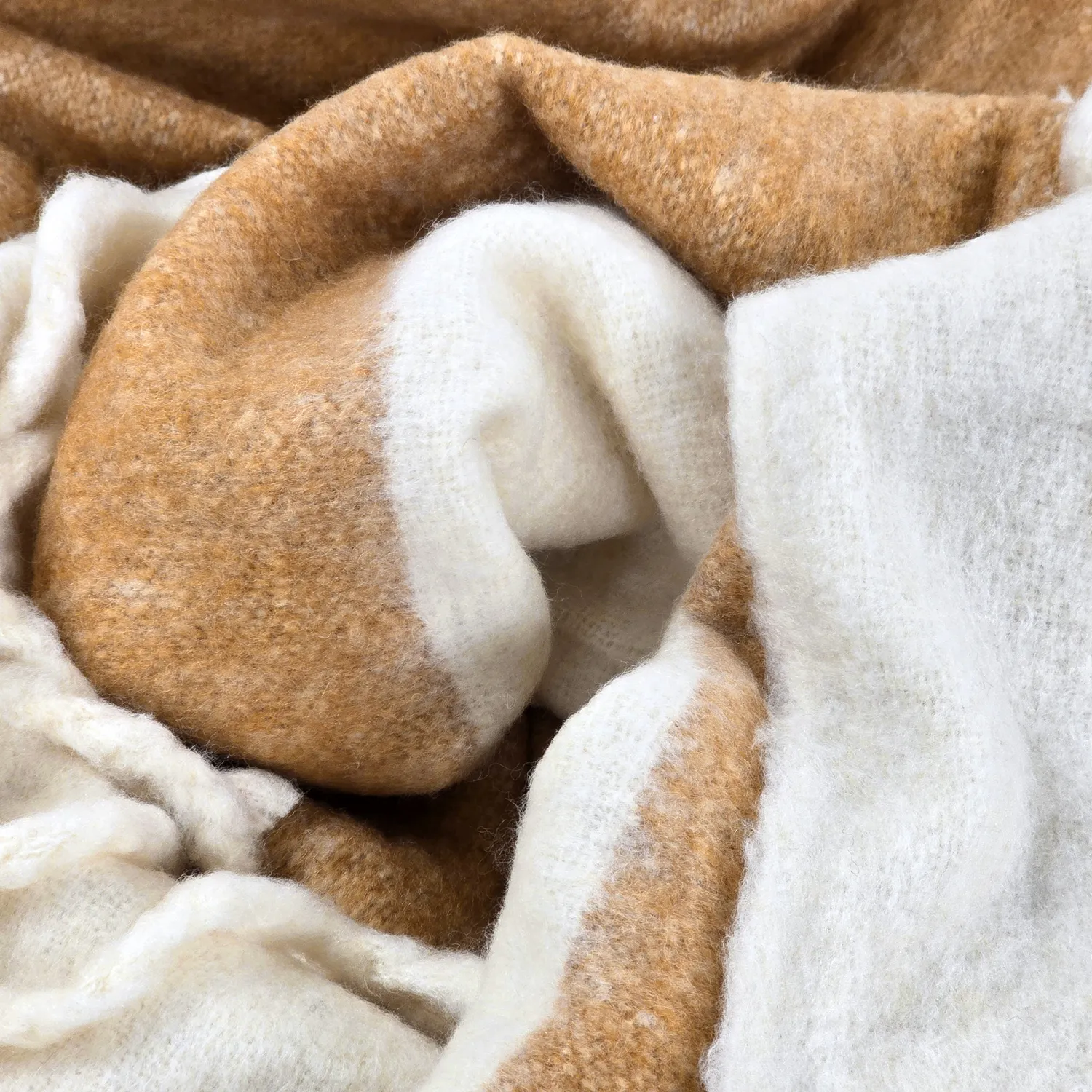 Plaid dekens - throw van wolmix - Carrie (geel)