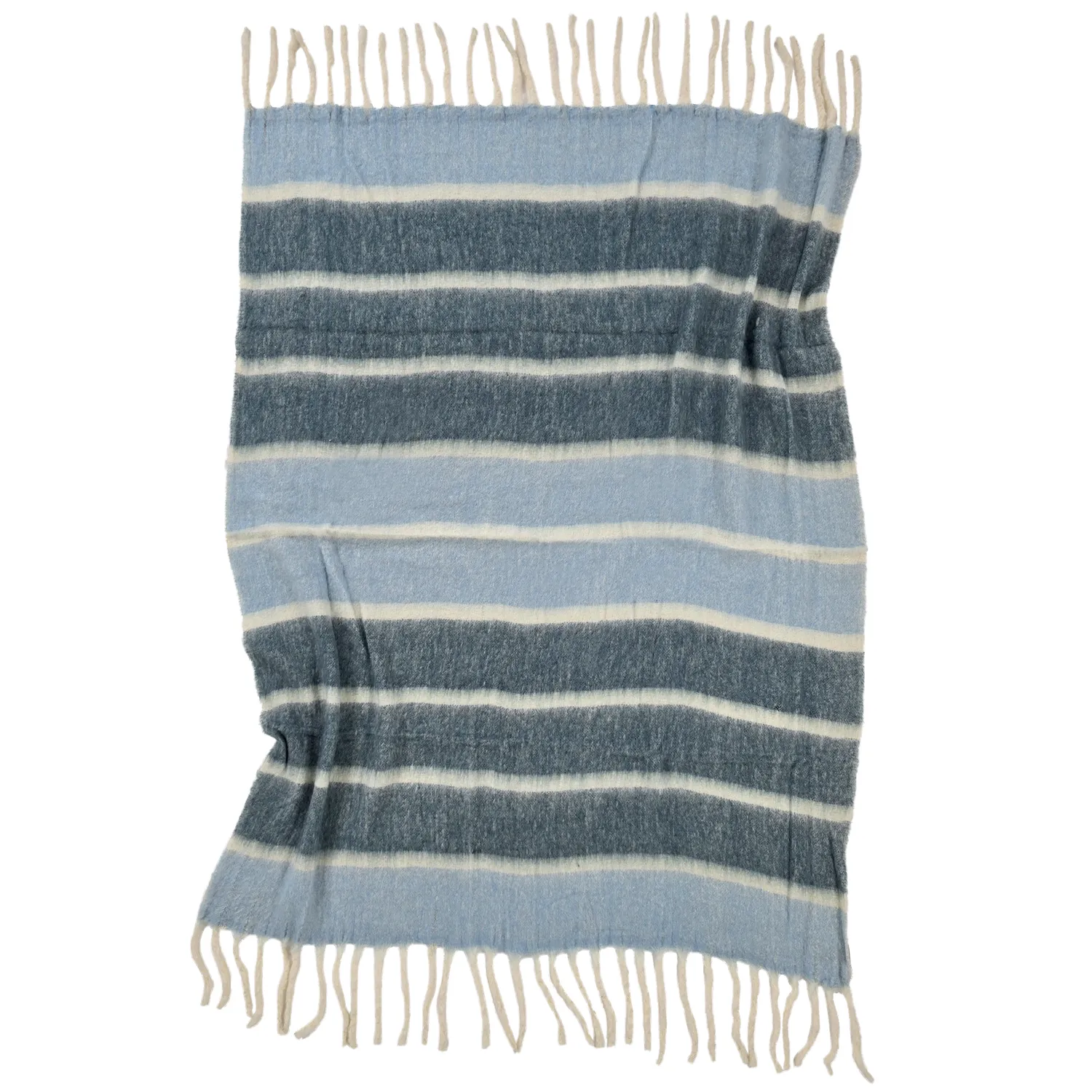 Plaid dekens - throw van wolmix - Charlotte (blauw)