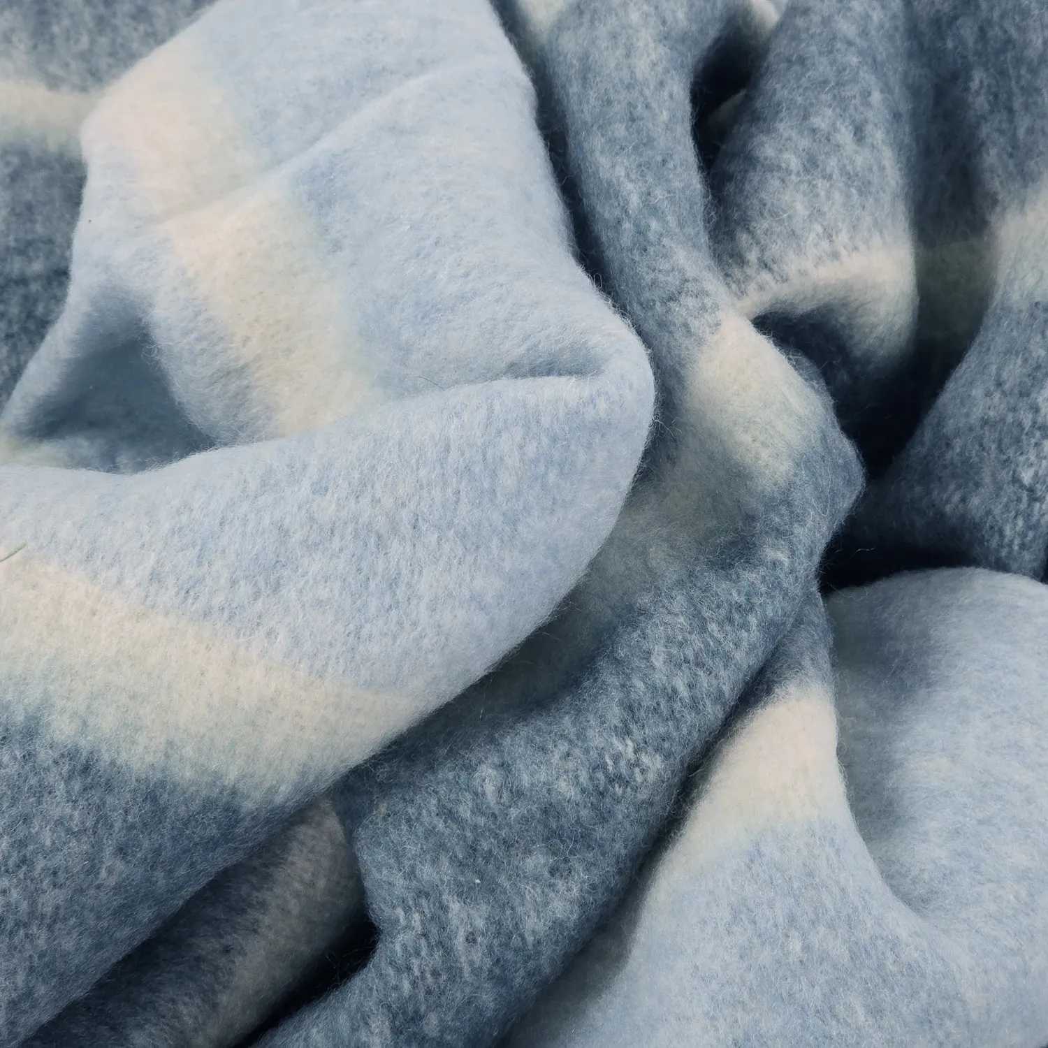Plaid dekens - throw van wolmix - Charlotte (blauw)