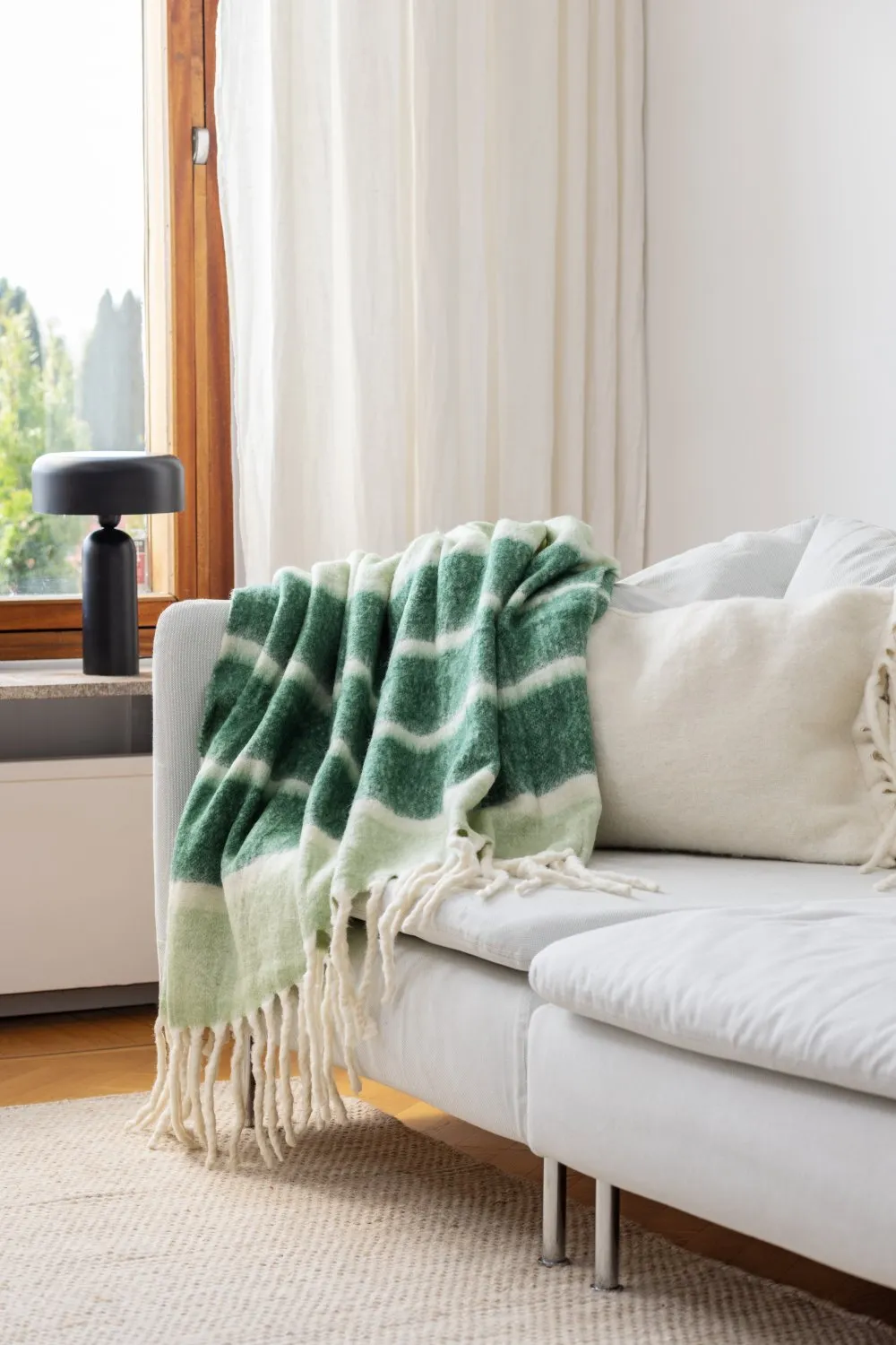 Plaid dekens - throw van wolmix - Charlotte (groen)