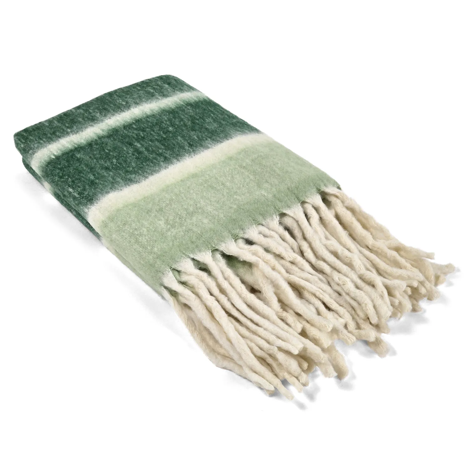 Plaid dekens - throw van wolmix - Charlotte (groen)