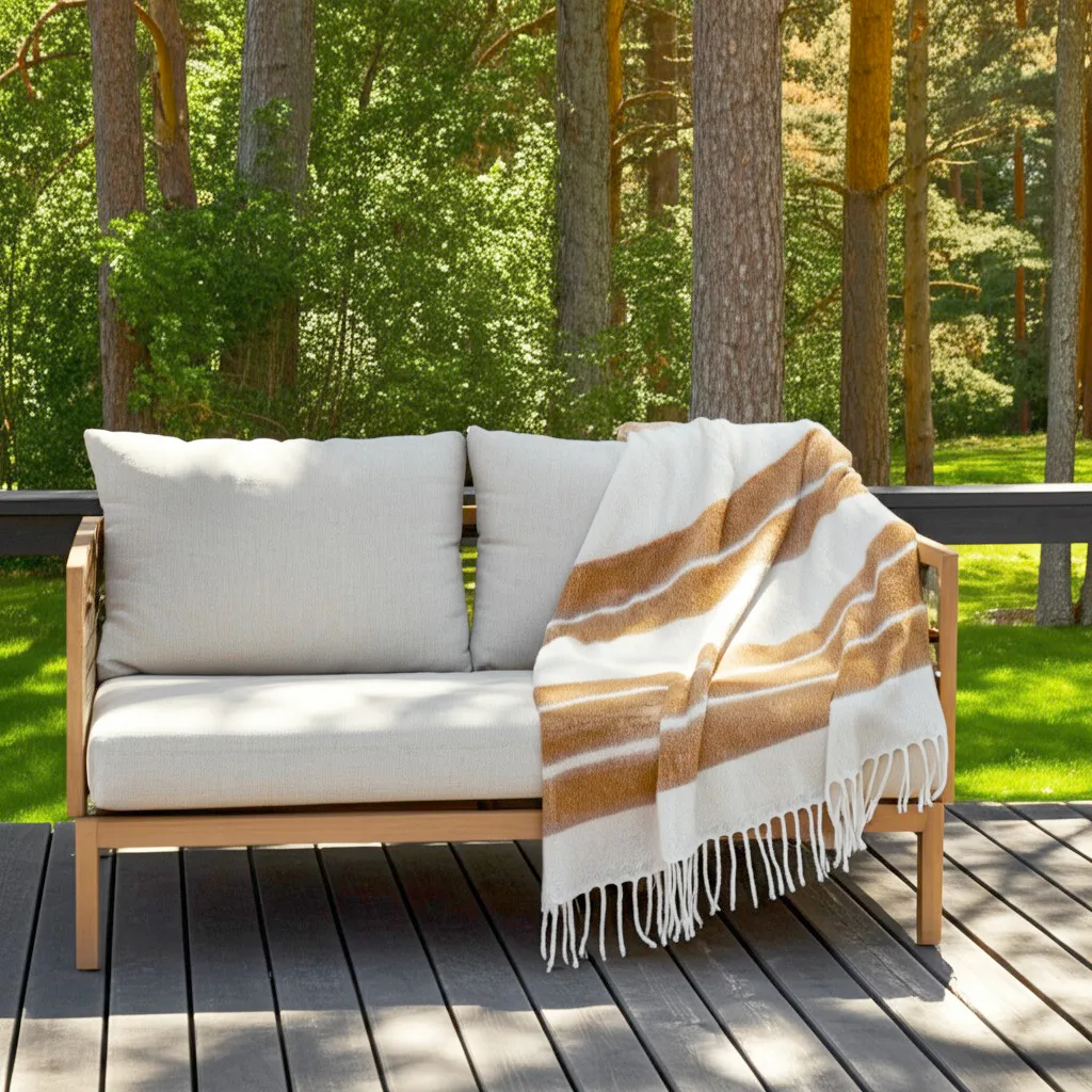 Plaid dekens - throw van wolmix - Charlotte (geel)