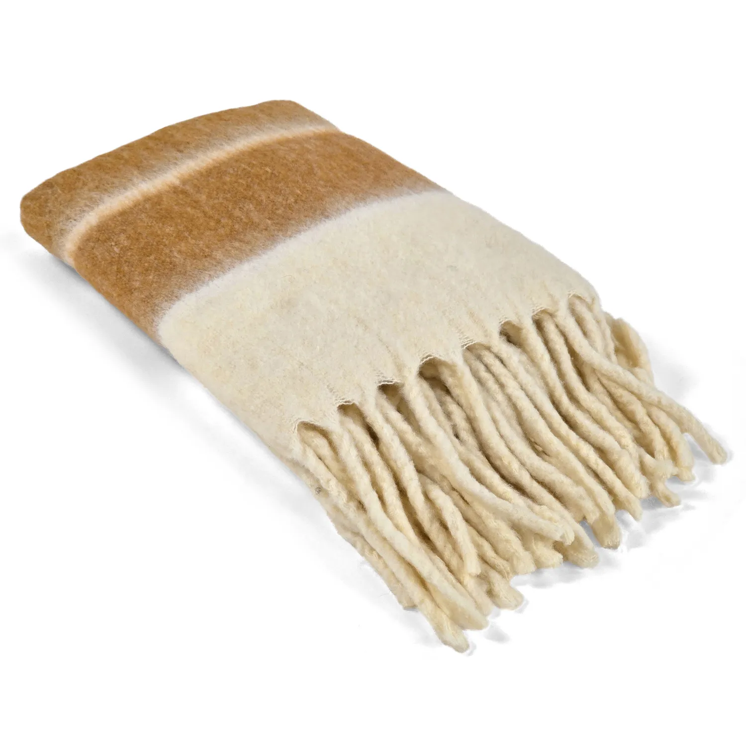 Plaid dekens - throw van wolmix - Charlotte (geel)