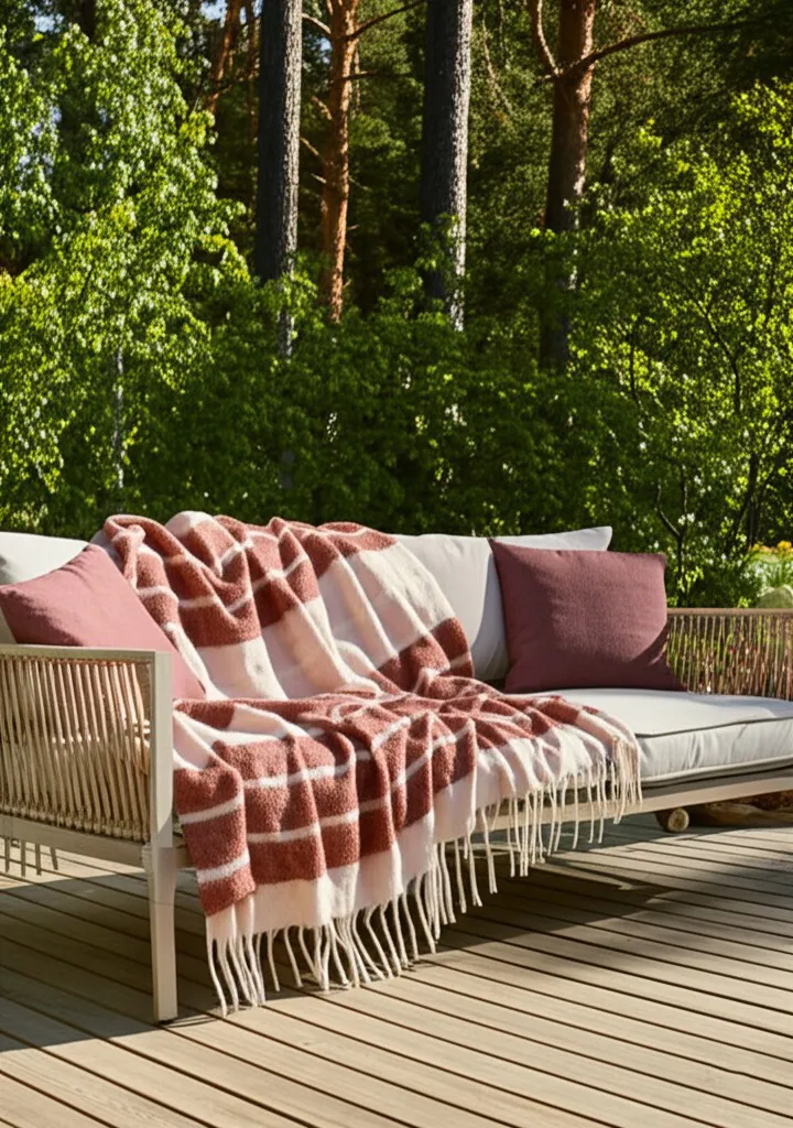 Plaid dekens - throw van wolmix - Charlotte (roze)
