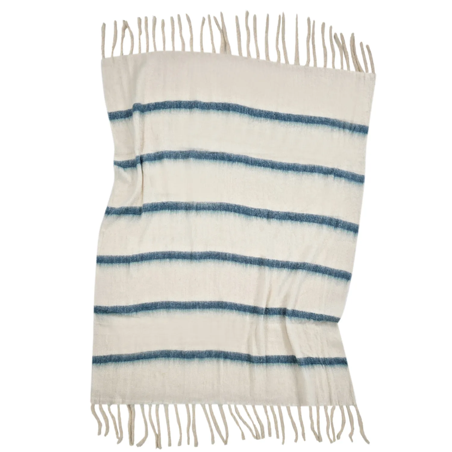 Plaid dekens - throw van wolmix - Miranda (blauw)