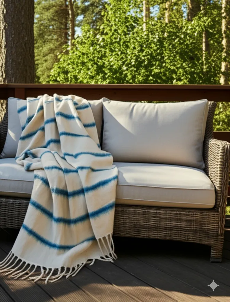 Plaid dekens - throw van wolmix - Miranda (blauw)