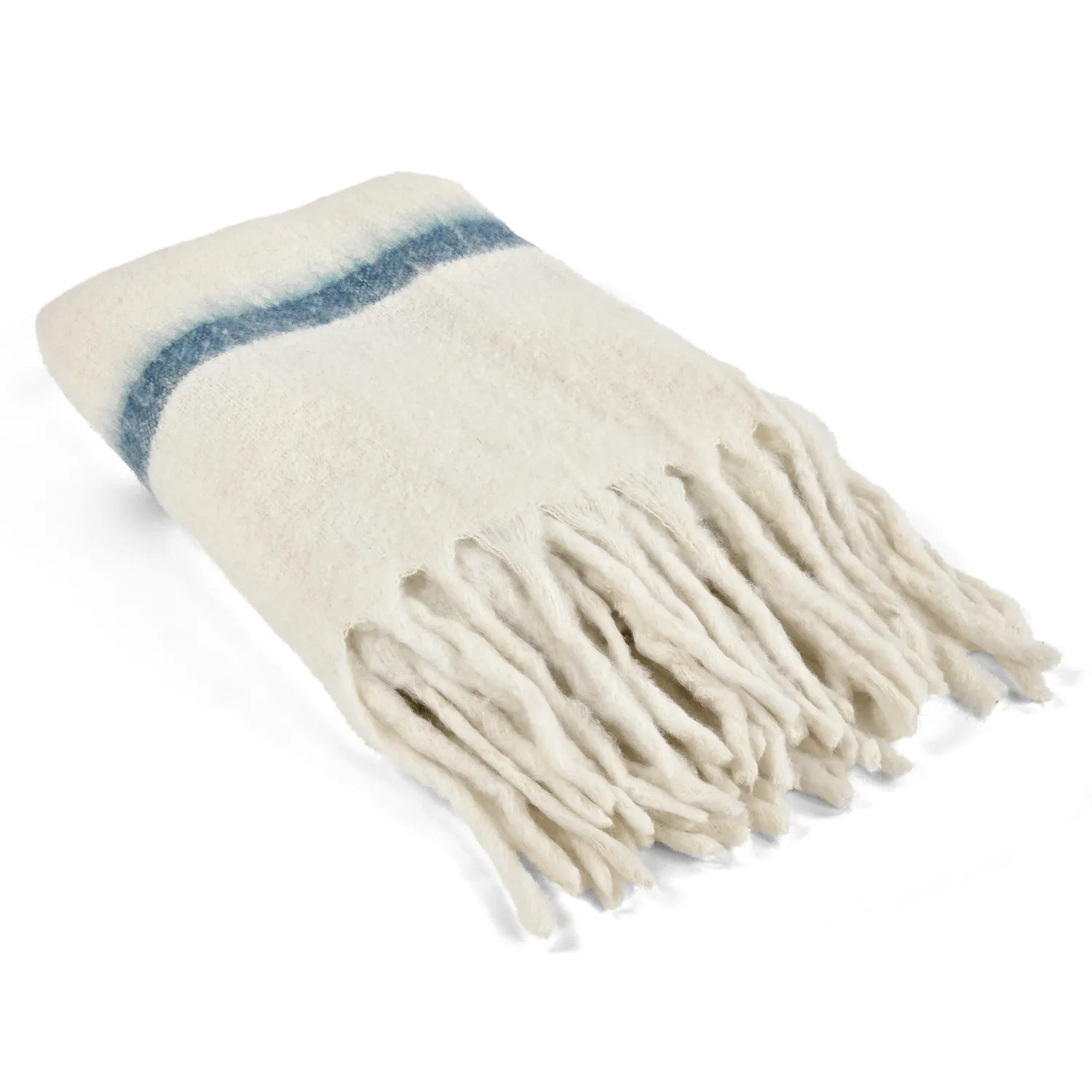 Plaid dekens - throw van wolmix - Miranda (blauw)