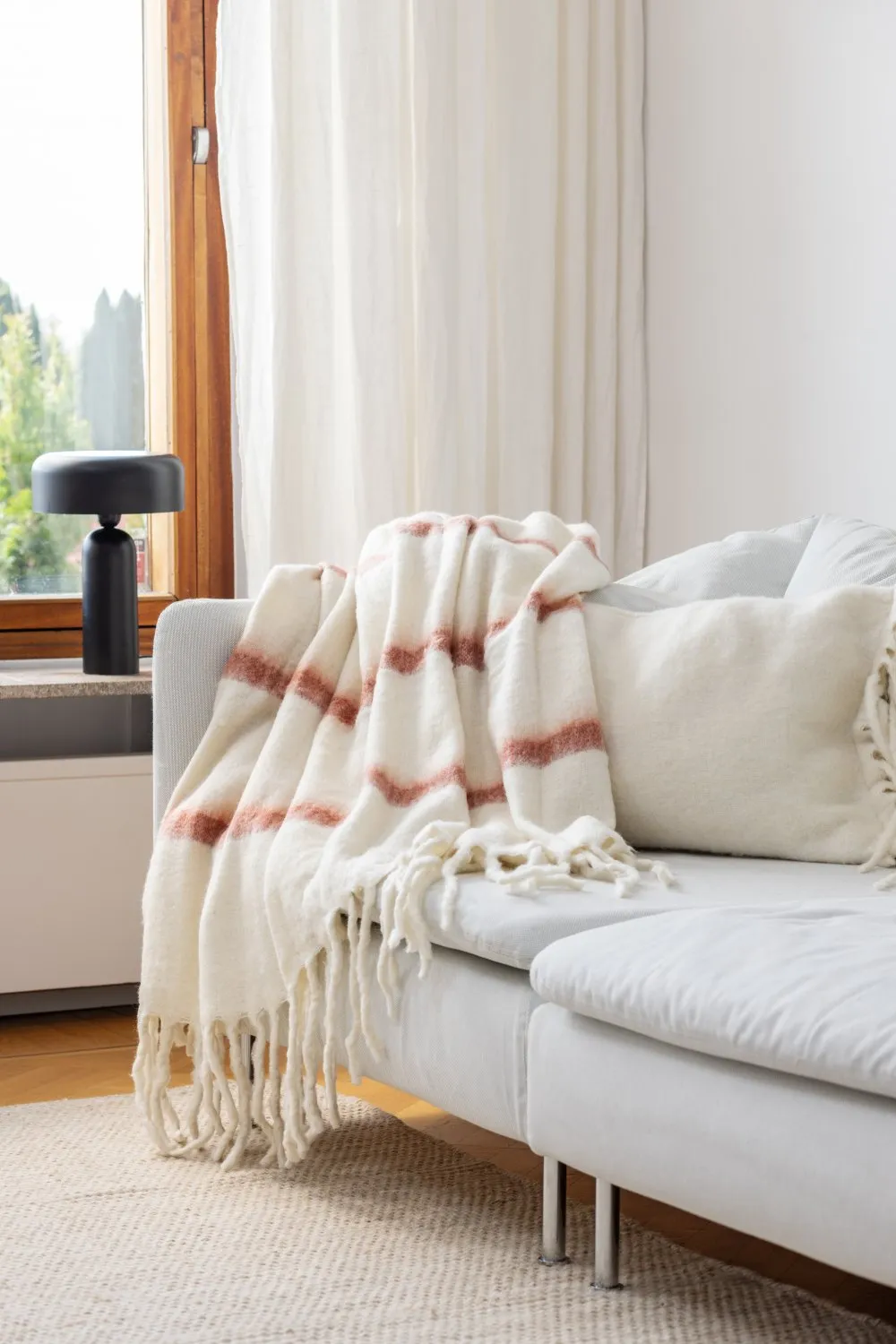 Plaid dekens - throw van wolmix - Miranda (roze)