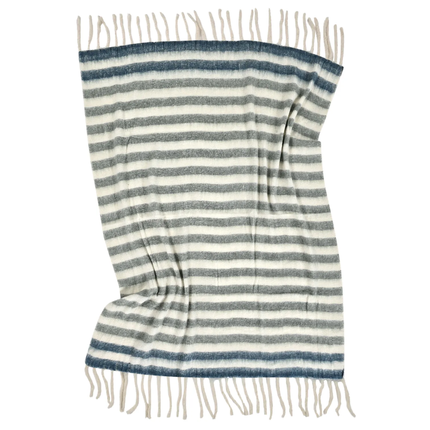 Plaid dekens - throw van wolmix - Monica (blauw)