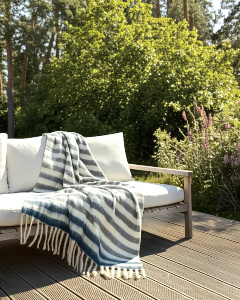 Plaid dekens - throw van wolmix - Monica (blauw)