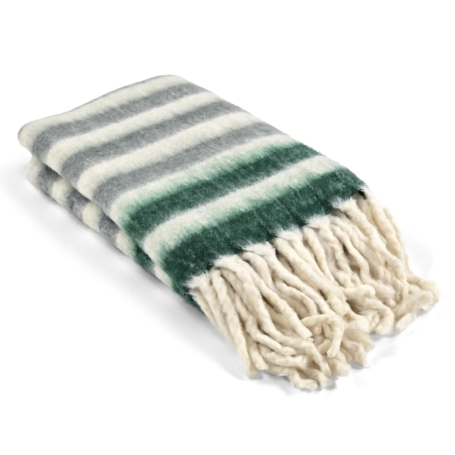 Plaid dekens - throw van wolmix - Monica (groen)
