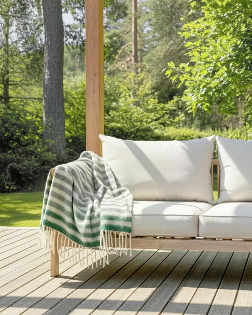 Plaid dekens - throw van wolmix - Monica (groen)