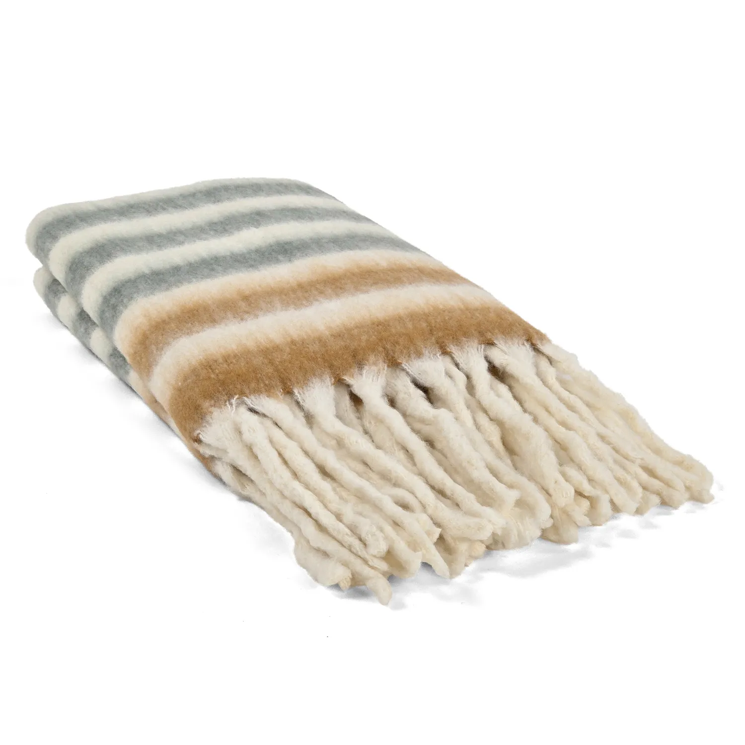 Plaid dekens - throw van wolmix - Monica (geel)