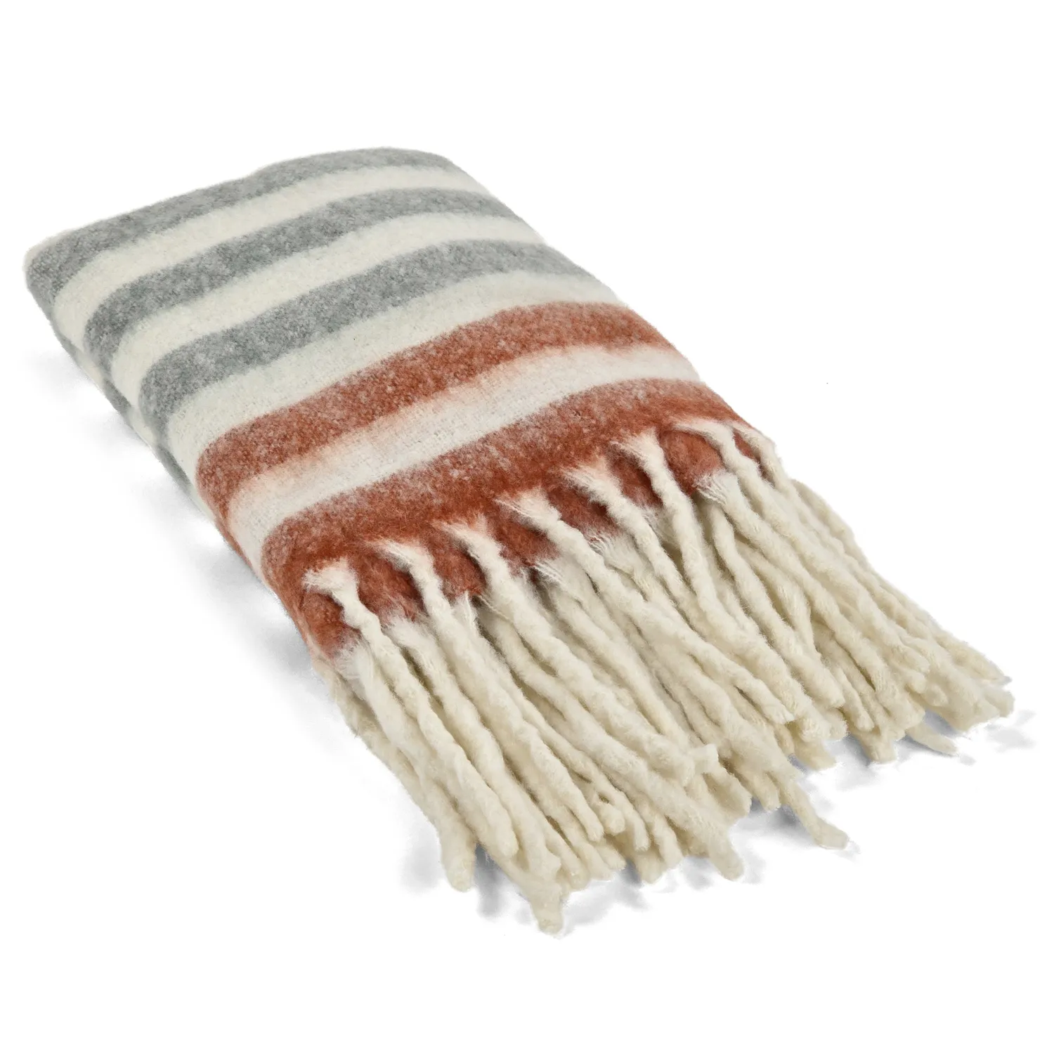 Plaid dekens - throw van wolmix - Monica (roze)