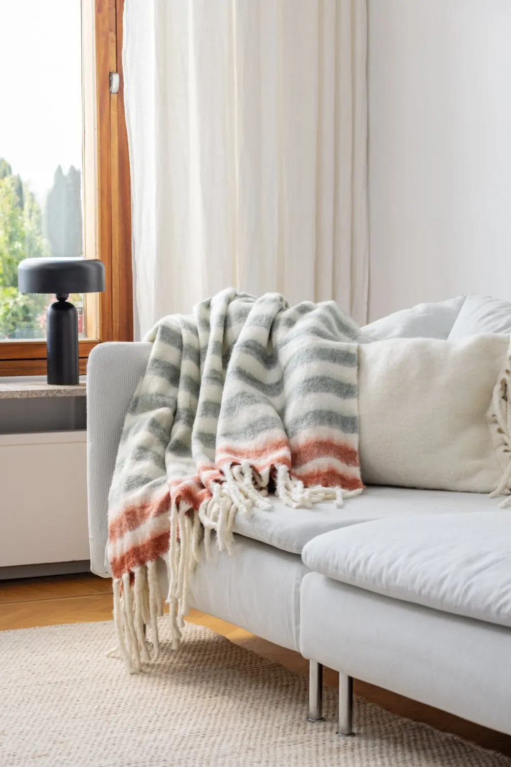Plaid dekens - throw van wolmix - Monica (roze)