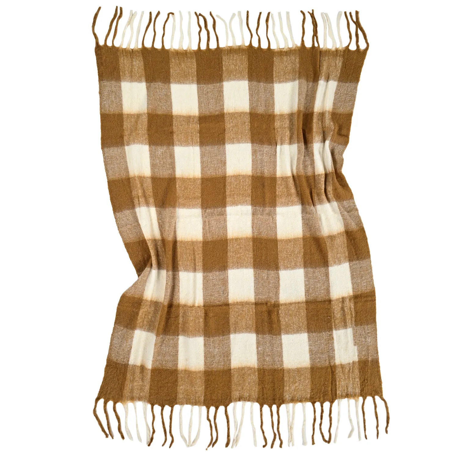 Plaid dekens - throw van wolmix - Phoebe (geel)