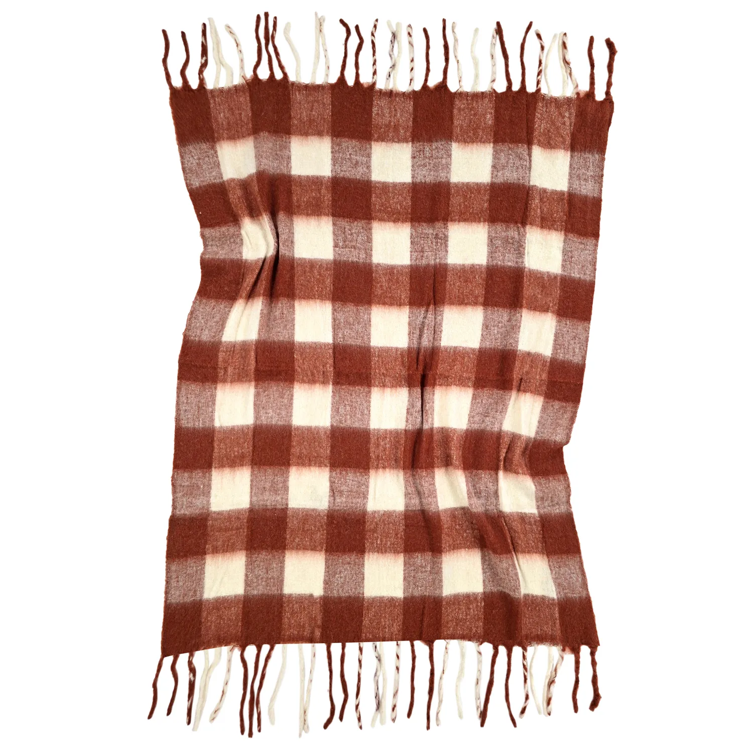 Plaid dekens - throw van wolmix - Phoebe (roze)