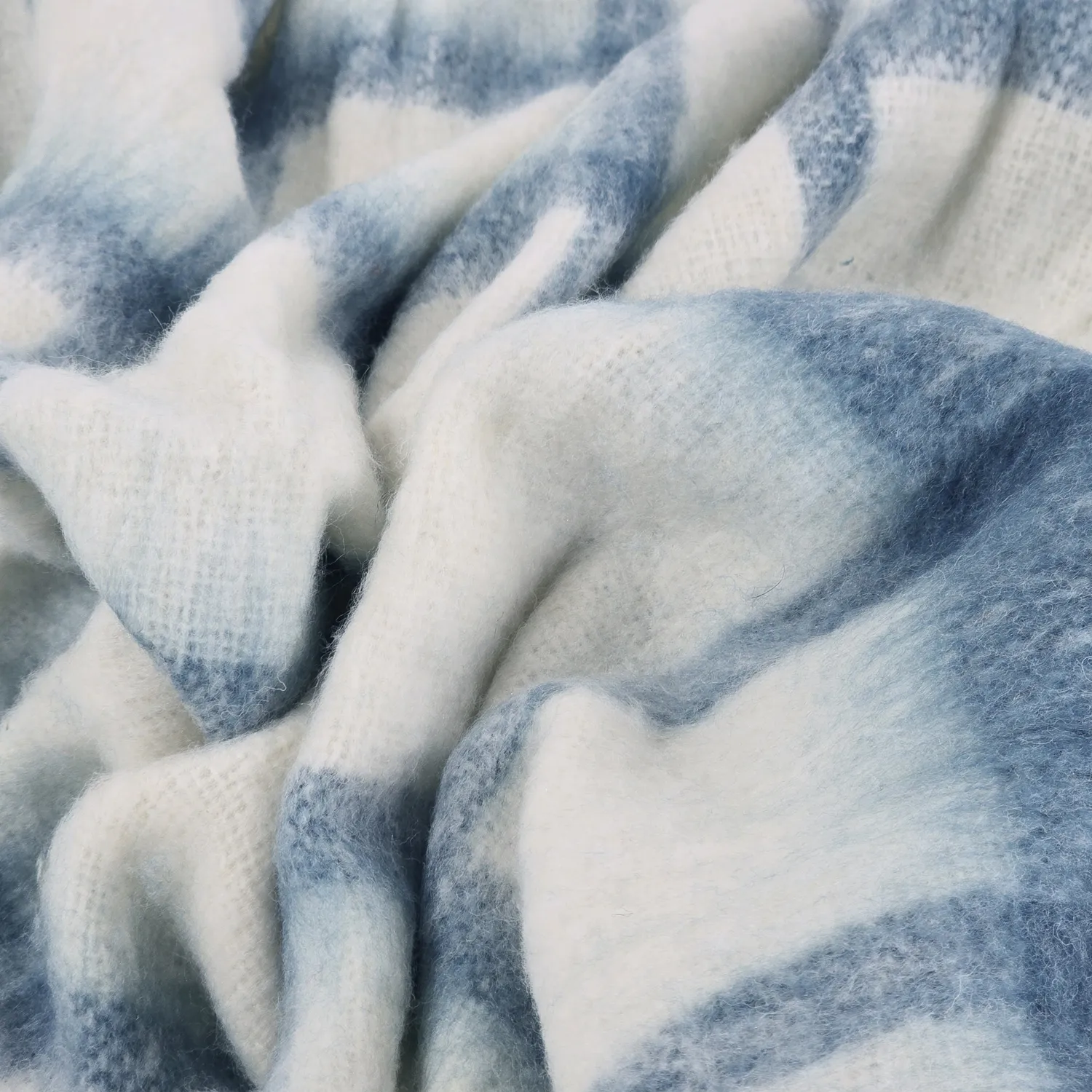 Plaid dekens - throw van wolmix - Rachel (blauw)