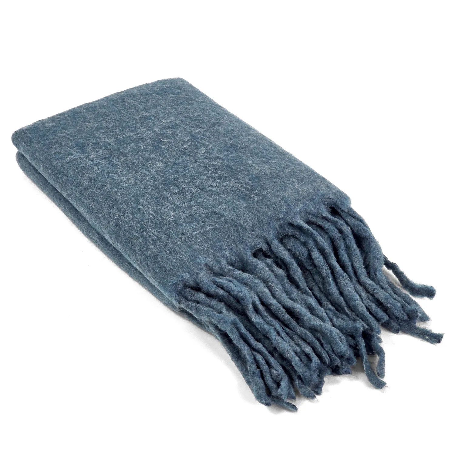 Plaid dekens - throw van wolmix - Samantha (blauw)