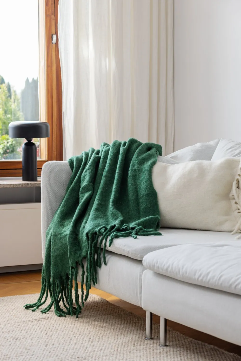 Plaid dekens - throw van wolmix - Samantha (groen)