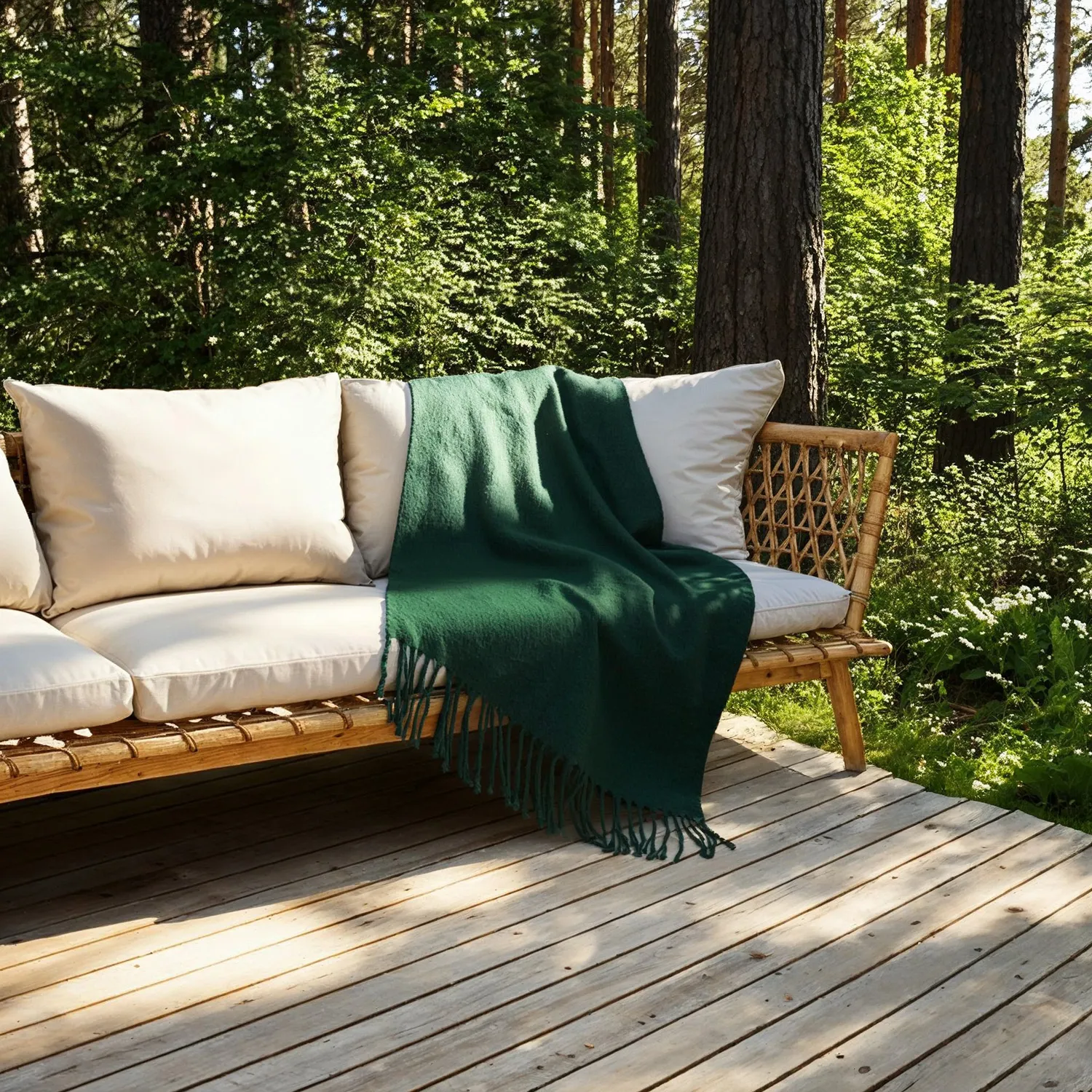Plaid dekens - throw van wolmix - Samantha (groen)