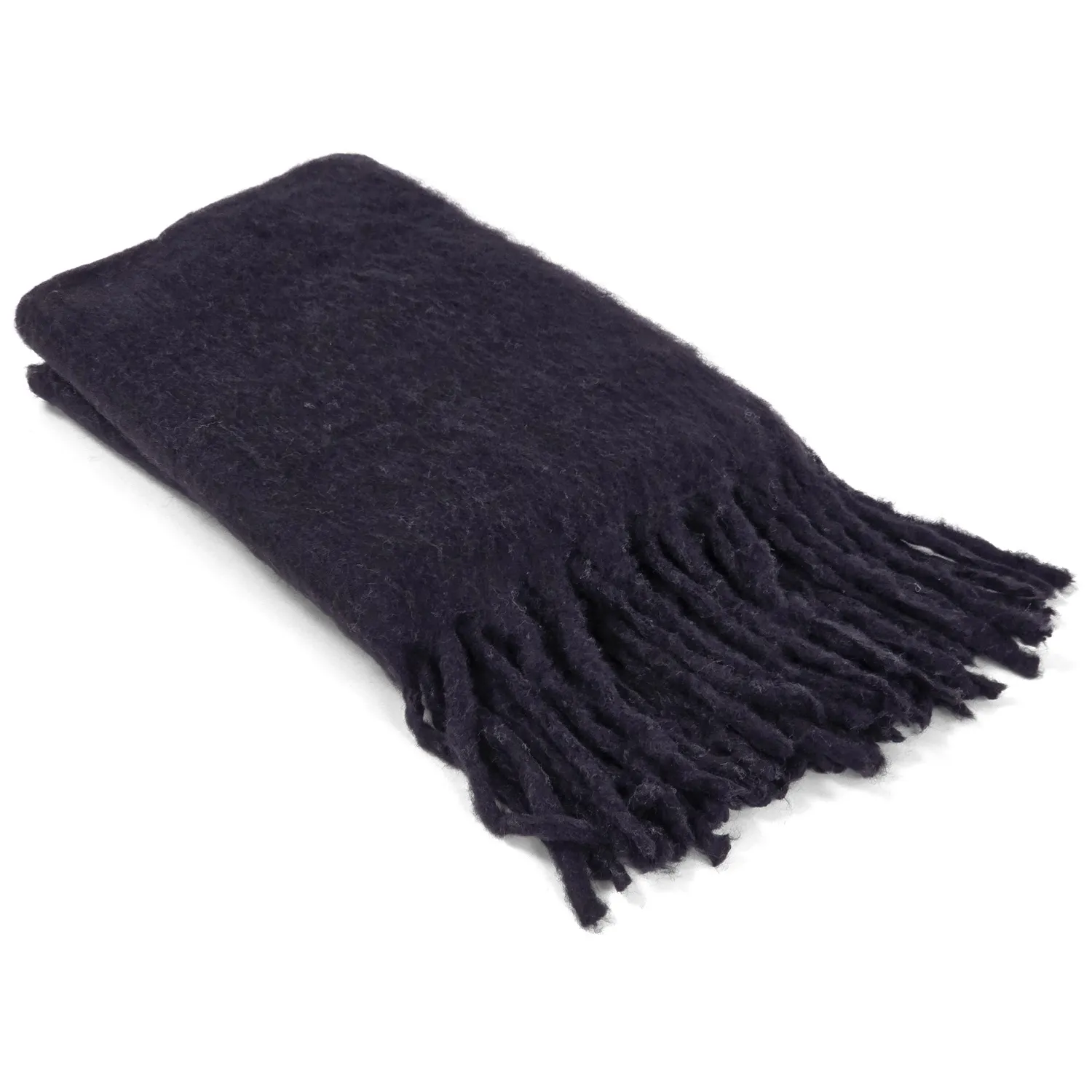 Plaid dekens - throw van wolmix - Samantha (zwart)