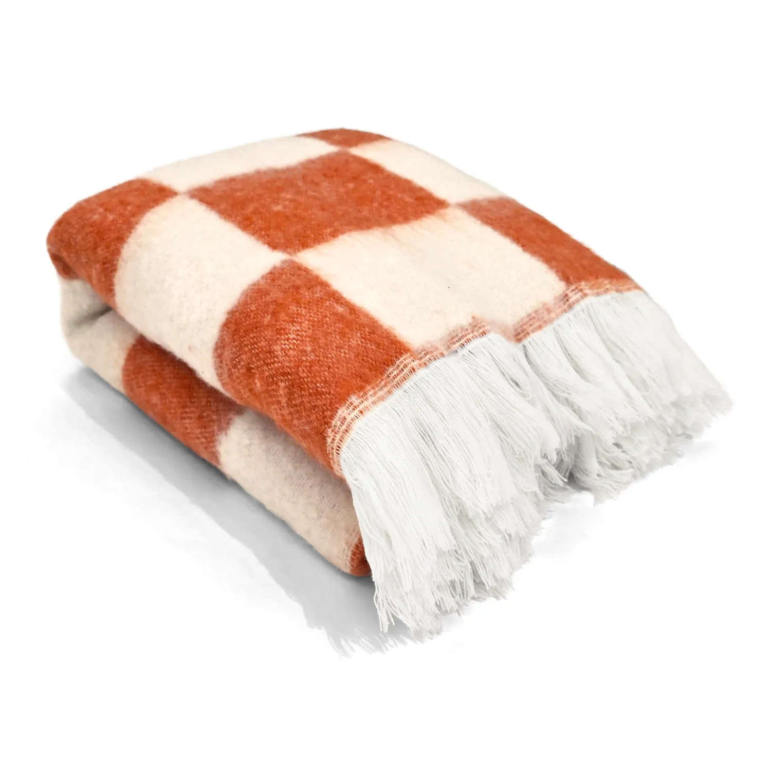 Dekens - Wollenmix plaid - Audrey Check (roze/gebroken wit)