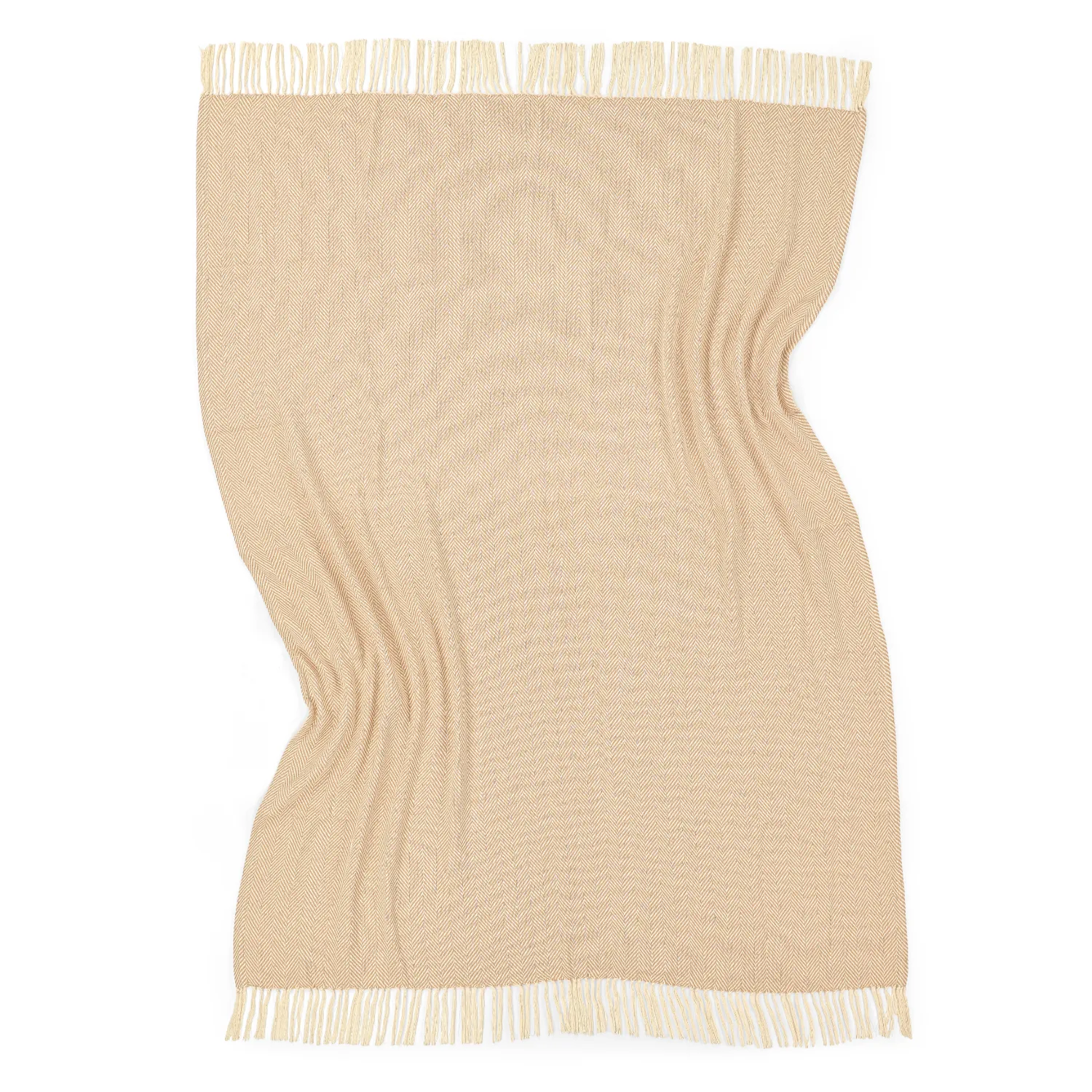 Dekens - Katoenen plaid - Denisa Fishbone (beige/wit)