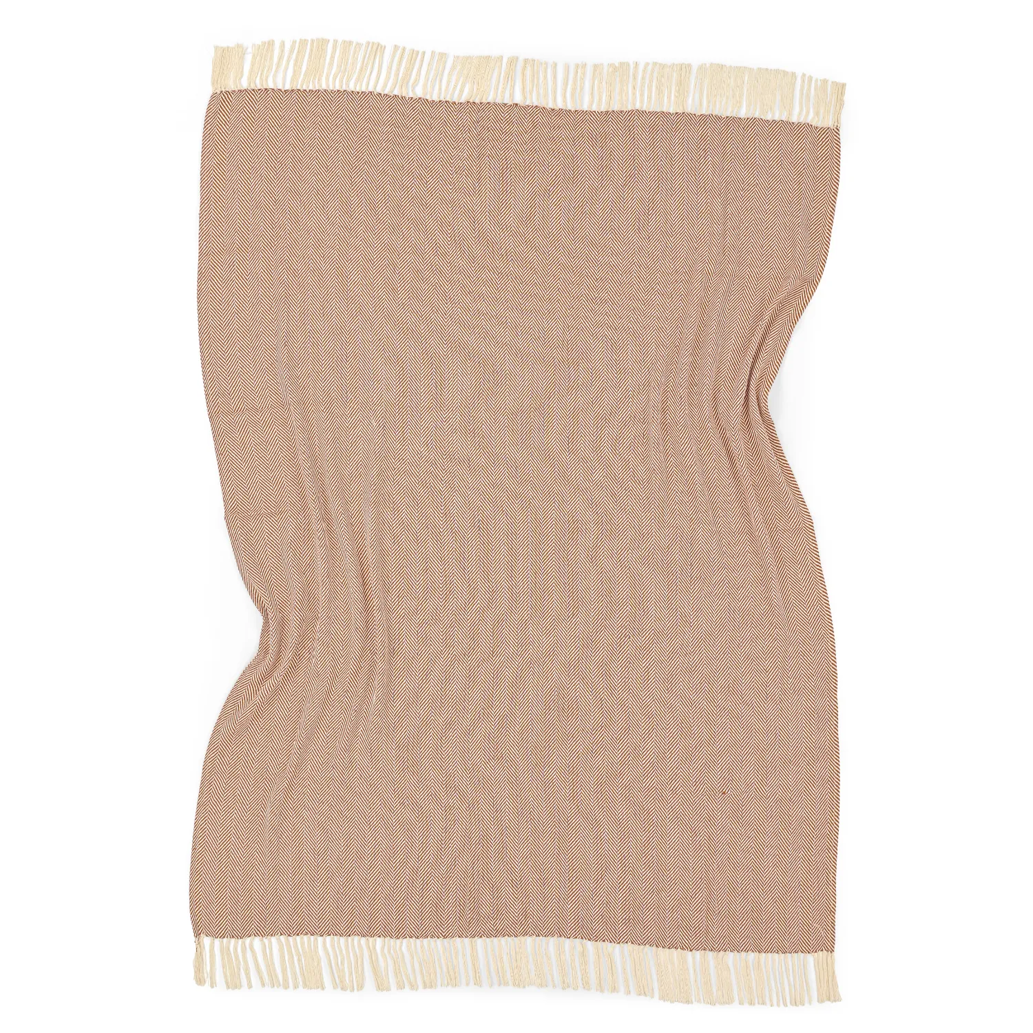 Dekens - Katoenen plaid - Denisa Fishbone (bruin/wit)