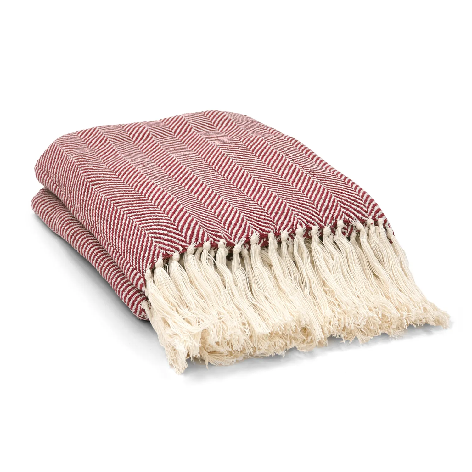 Dekens - Katoenen plaid - Denisa Fishbone (rood/wit)