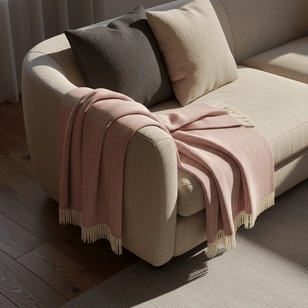 Dekens - Katoenen plaid - Denisa Fishbone (rood/wit)