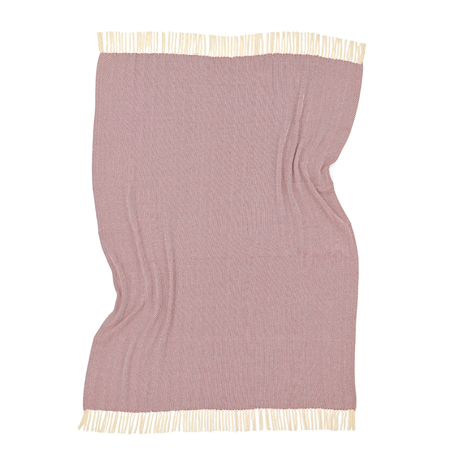 Dekens - Katoenen plaid - Denisa Fishbone (rood/wit)